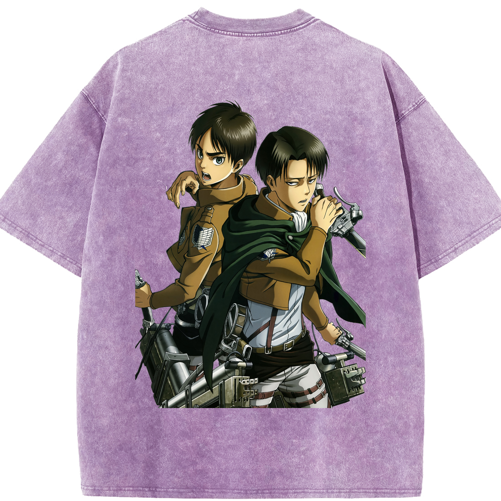 （画像用） 進撃の巨人 リヴァイ·アッカーマン Attack on Titan Levi Ackerman 綿100% ヴィンテージ風 半袖Tシャツ（背面プリント）