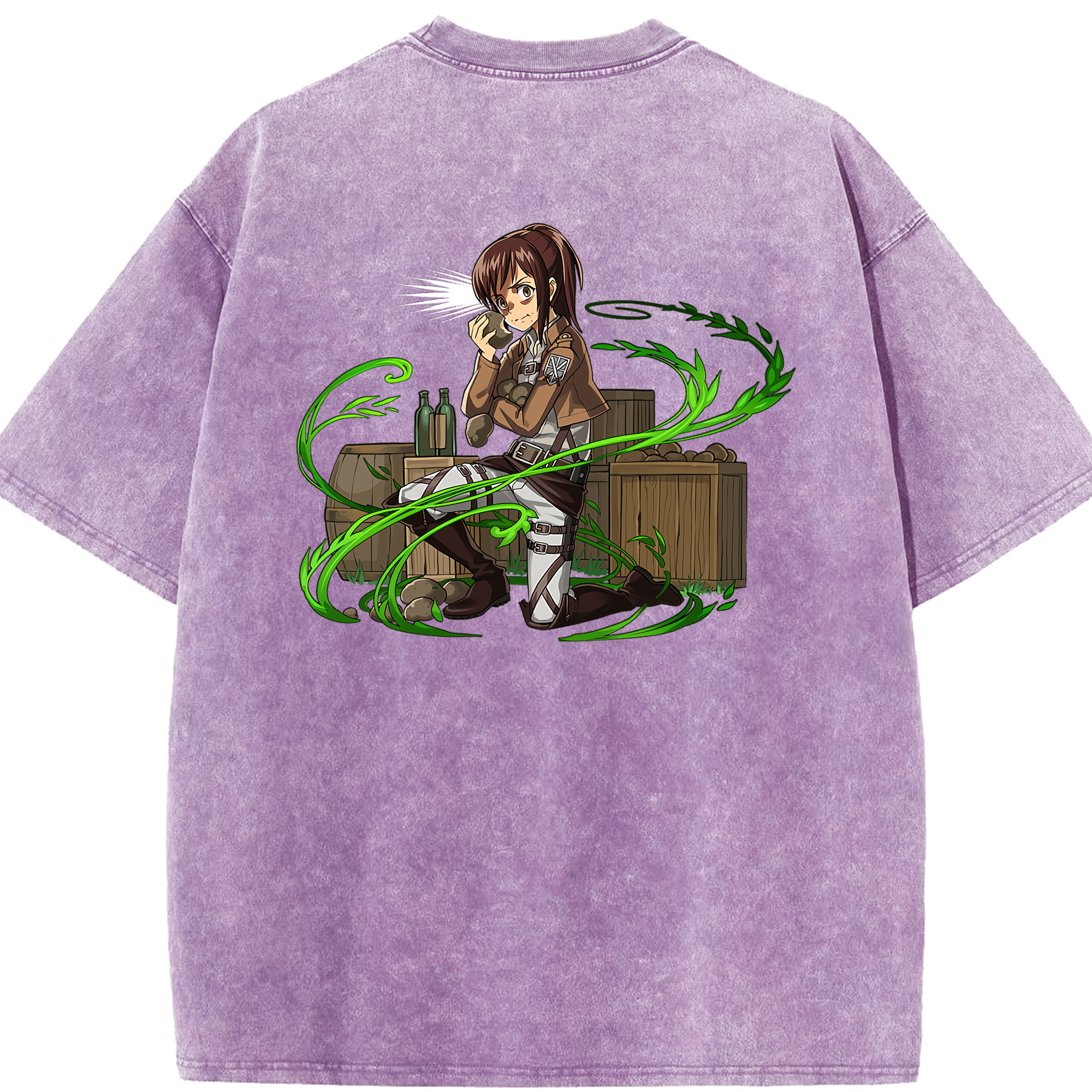 （画像用） 進撃の巨人 サシャ·ブラウス Attack on Titan Sasha Blaus 綿100% ヴィンテージ風 半袖Tシャツ（背面プリント）