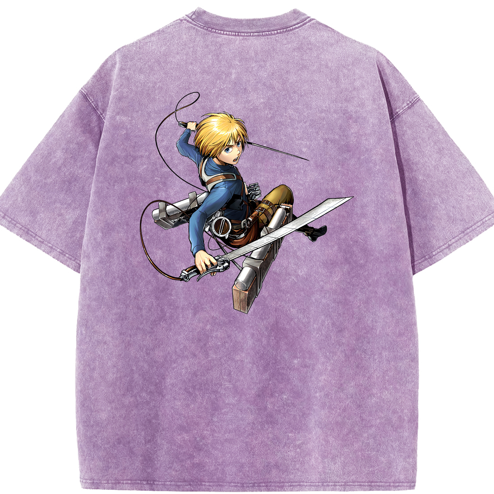 （画像用） 進撃の巨人 アルミン·アルレルト Attack on Titan Armin Arlert 綿100% ヴィンテージ風 半袖Tシャツ（背面プリント）