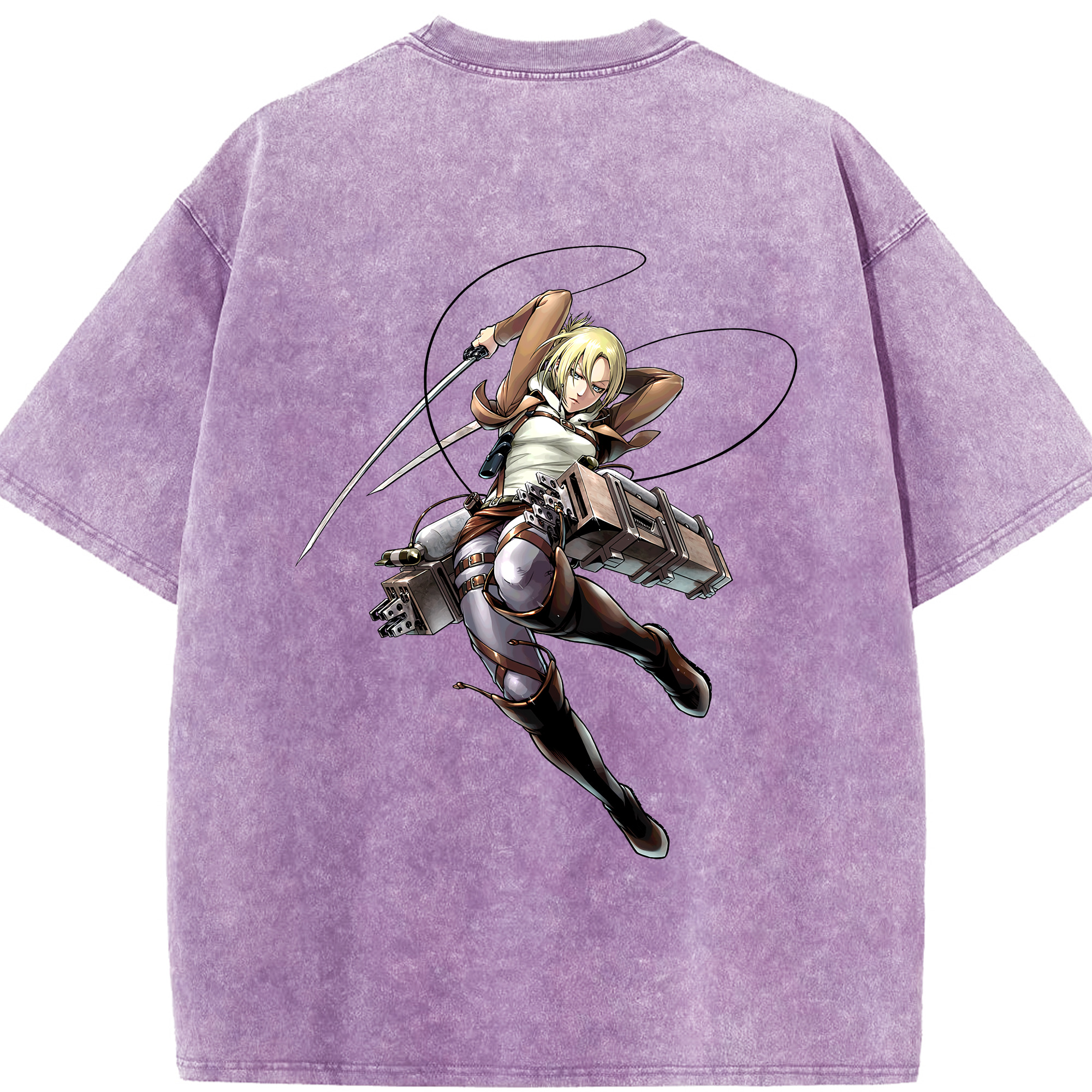 （画像用） 進撃の巨人 アニ・レオンハート Attack on Titan Annie Leonhart 綿100% ヴィンテージ風 半袖Tシャツ（背面プリント）