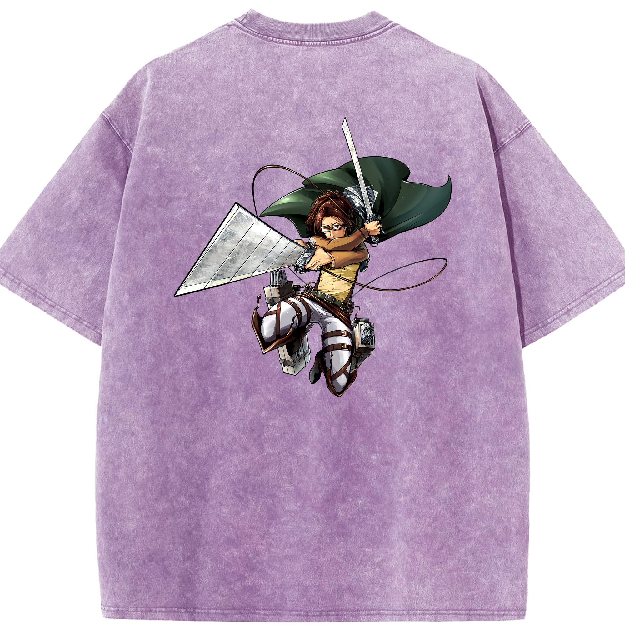 （画像用） 進撃の巨人 ハンジ·ゾエ Attack on Titan Hanji Zoe 綿100% ヴィンテージ風 半袖Tシャツ（背面プリント）