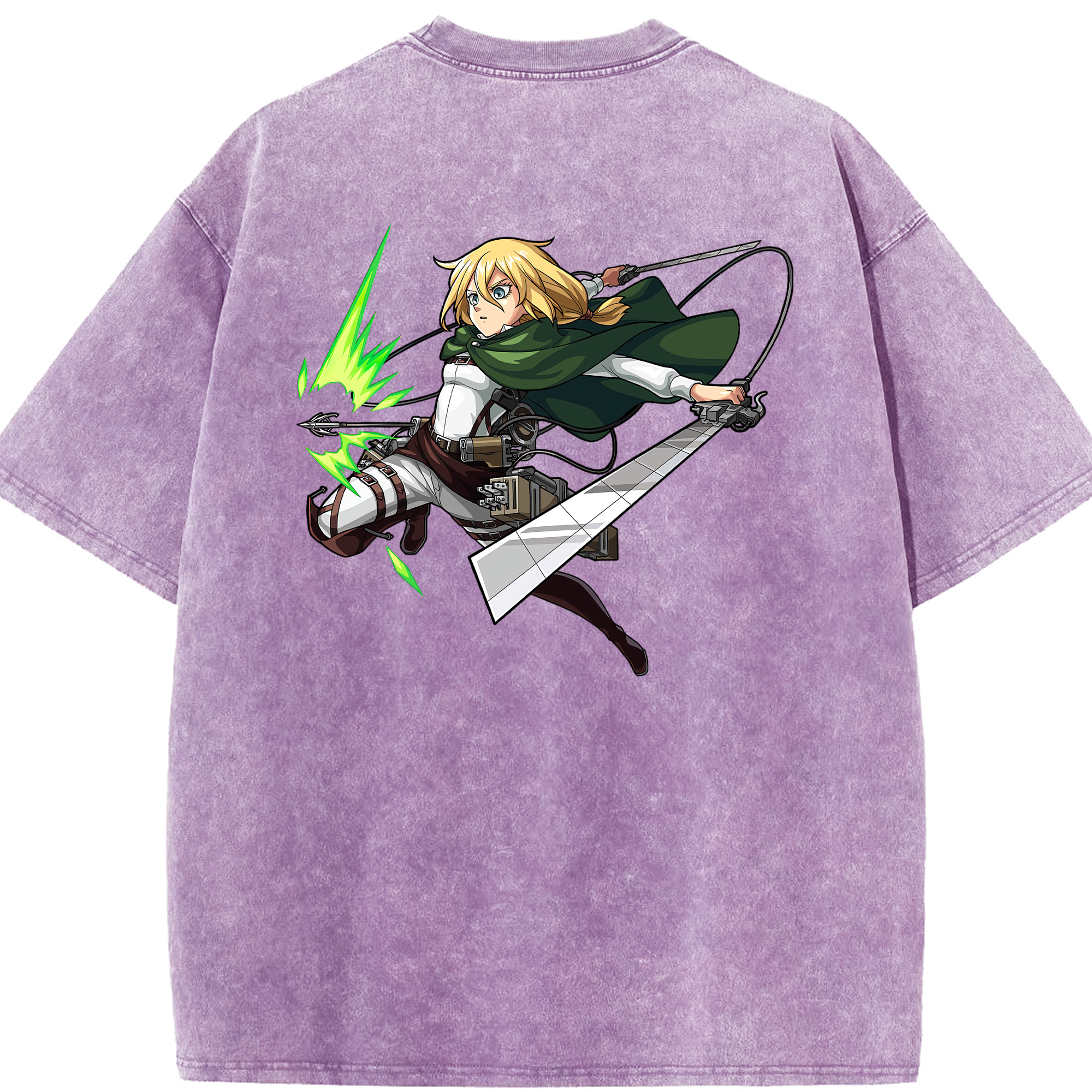 （画像用） 進撃の巨人 クリスタ·レンズ Attack on Titan Christa Lenz 綿100% ヴィンテージ風 半袖Tシャツ（背面プリント）