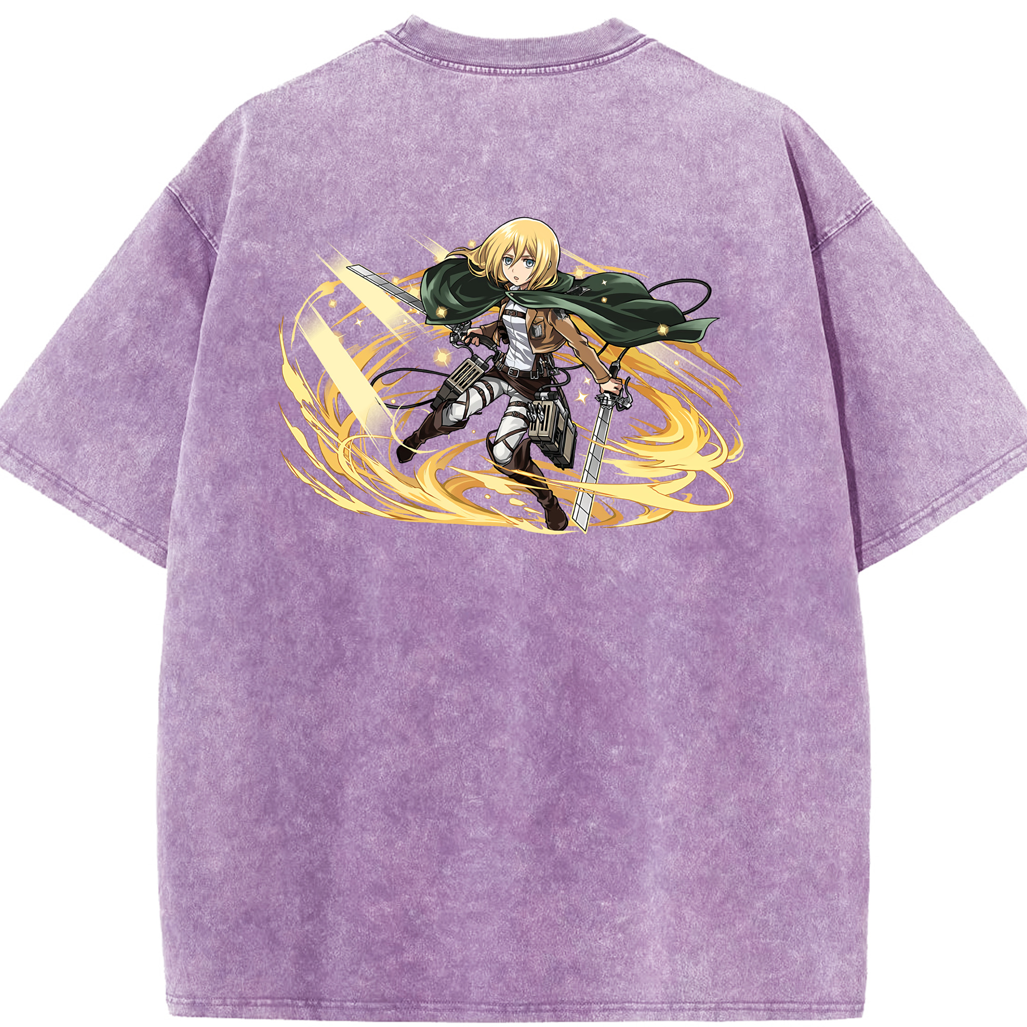 （画像用） 進撃の巨人 クリスタ·レンズ Attack on Titan Christa Lenz 綿100% ヴィンテージ風 半袖Tシャツ（背面プリント）