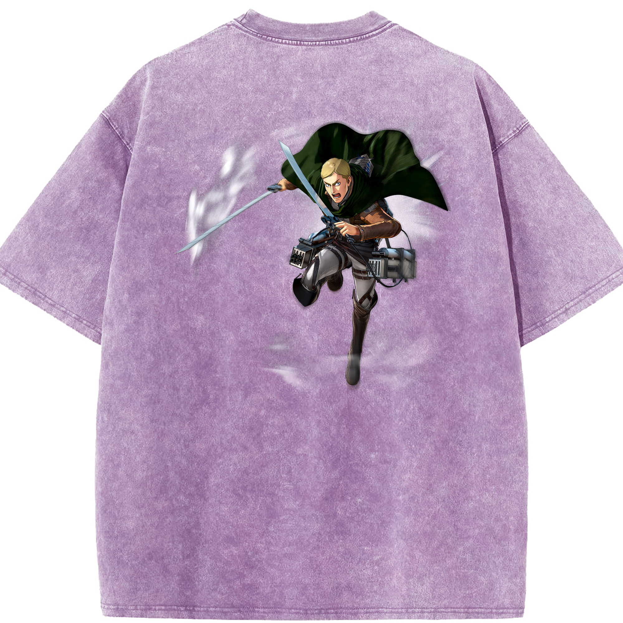 （画像用） 進撃の巨人 エルヴィン・スミス Attack on Titan Erwin Smith 綿100% ヴィンテージ風 半袖Tシャツ（背面プリント）