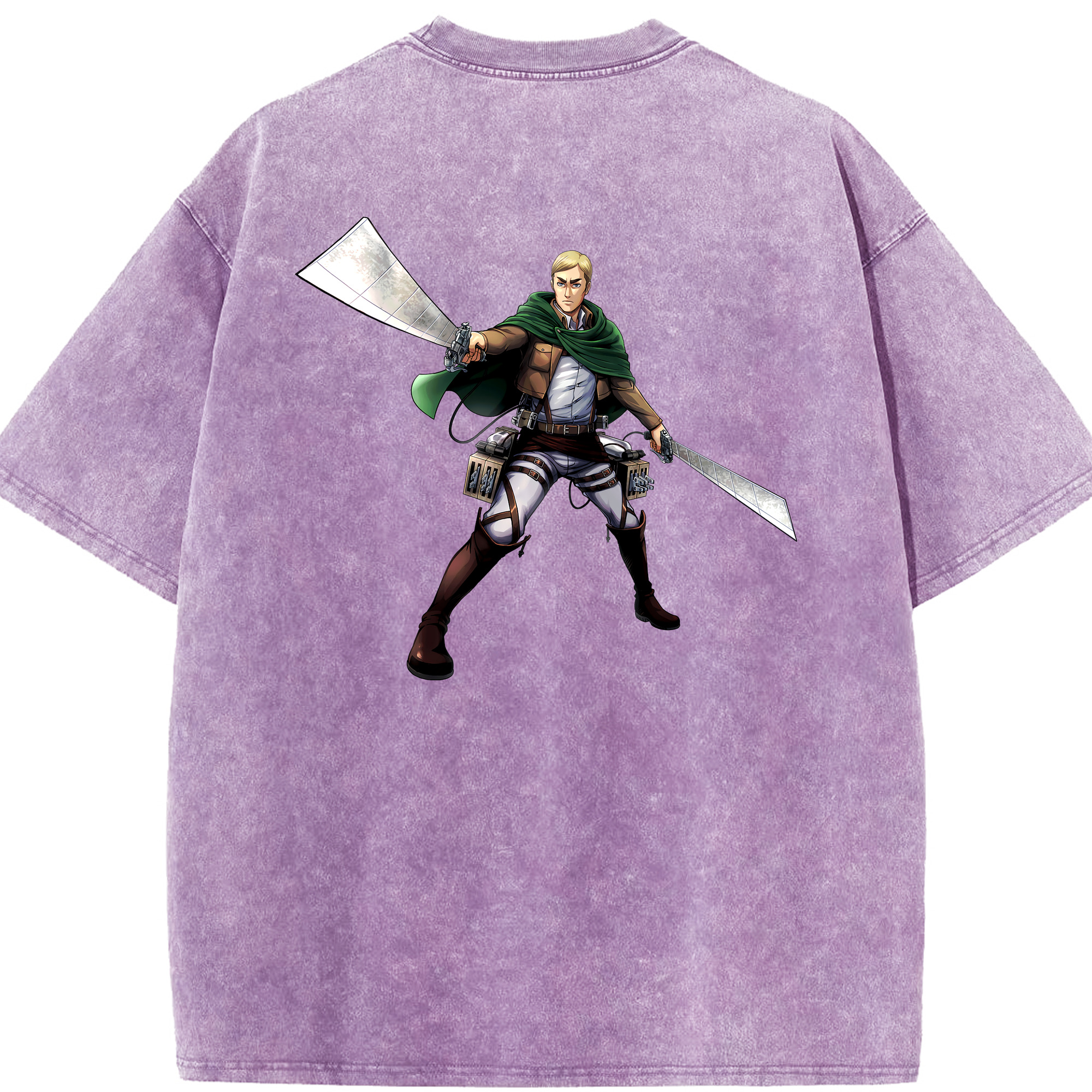 （画像用） 進撃の巨人 エルヴィン・スミス Attack on Titan Erwin Smith 綿100% ヴィンテージ風 半袖Tシャツ（背面プリント）