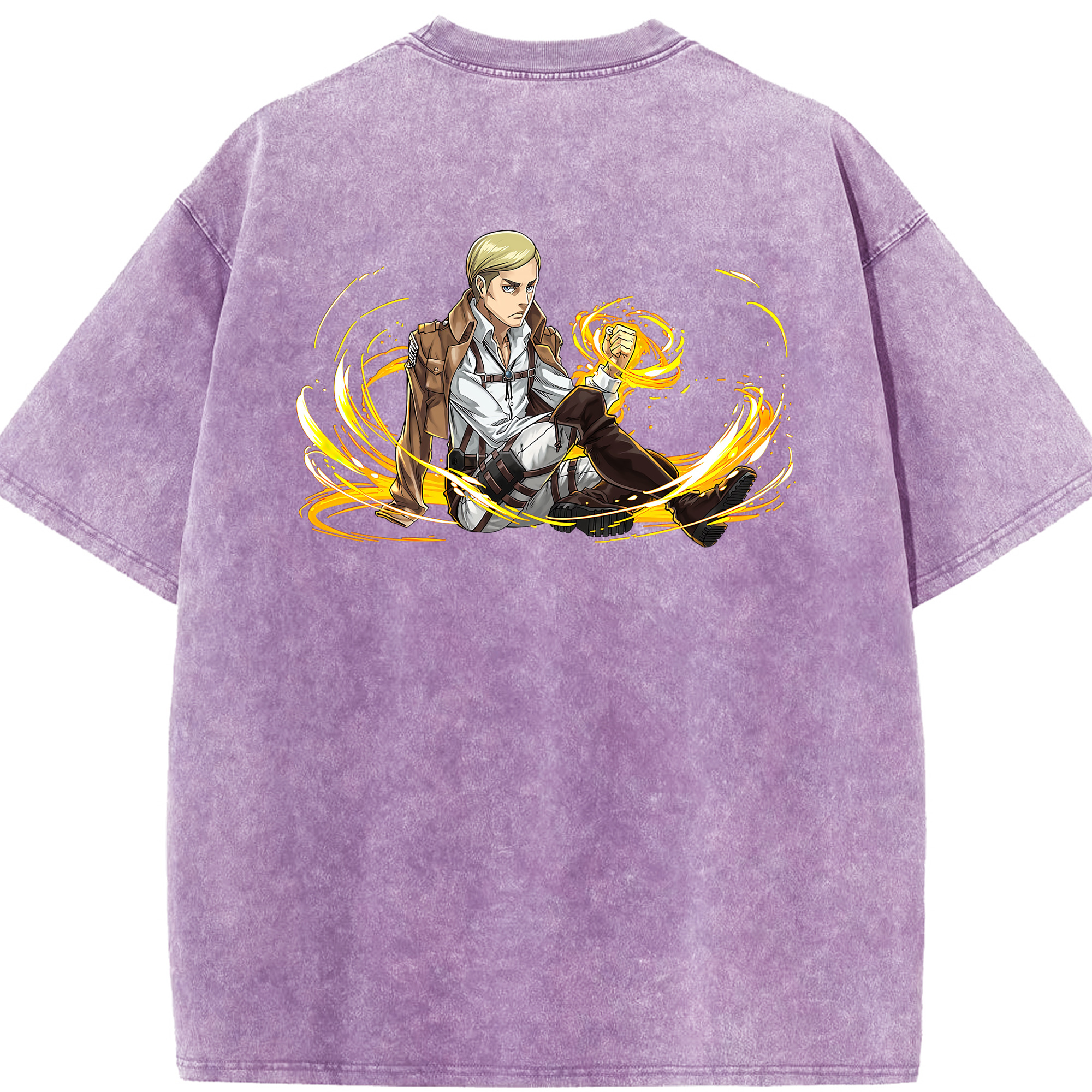 （画像用） 進撃の巨人 エルヴィン・スミス Attack on Titan Erwin Smith 綿100% ヴィンテージ風 半袖Tシャツ（背面プリント）
