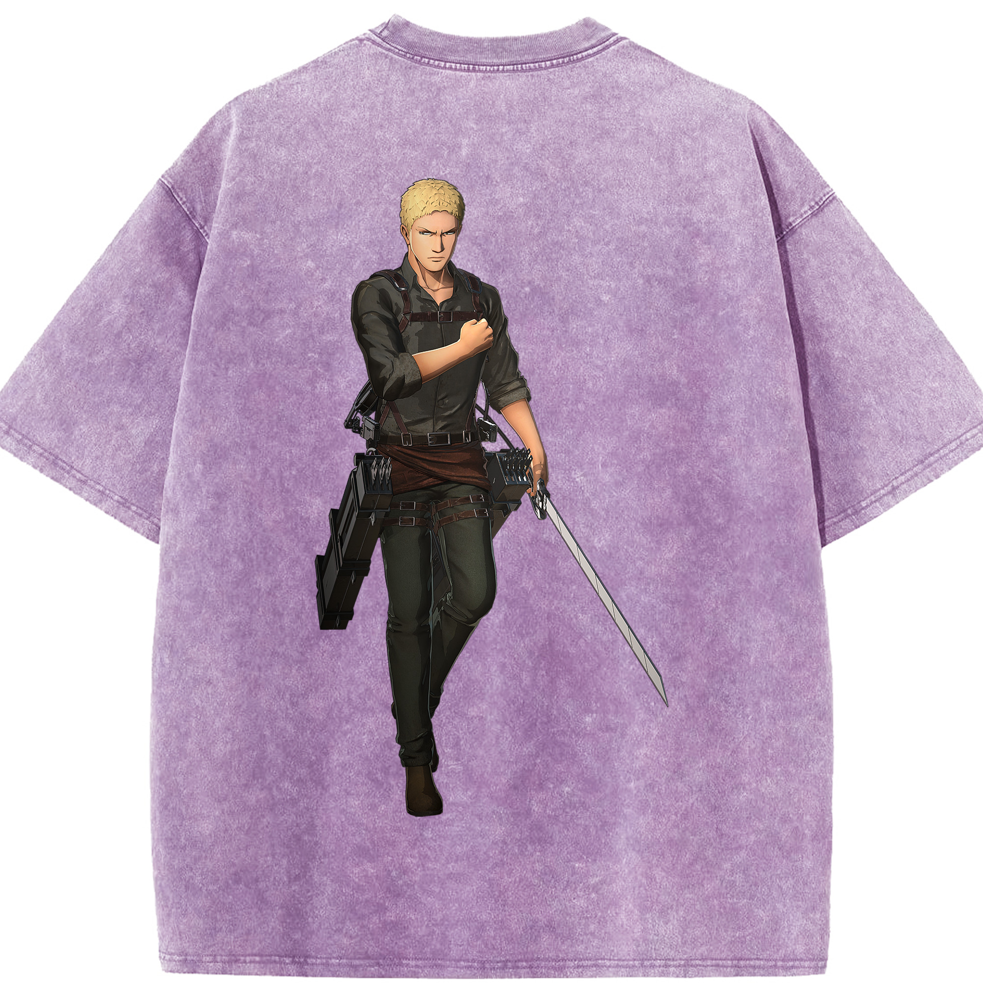 （画像用） 進撃の巨人 ライナー・ブラウン Attack on Titan Reiner Braun 綿100% ヴィンテージ風 半袖Tシャツ（背面プリント）