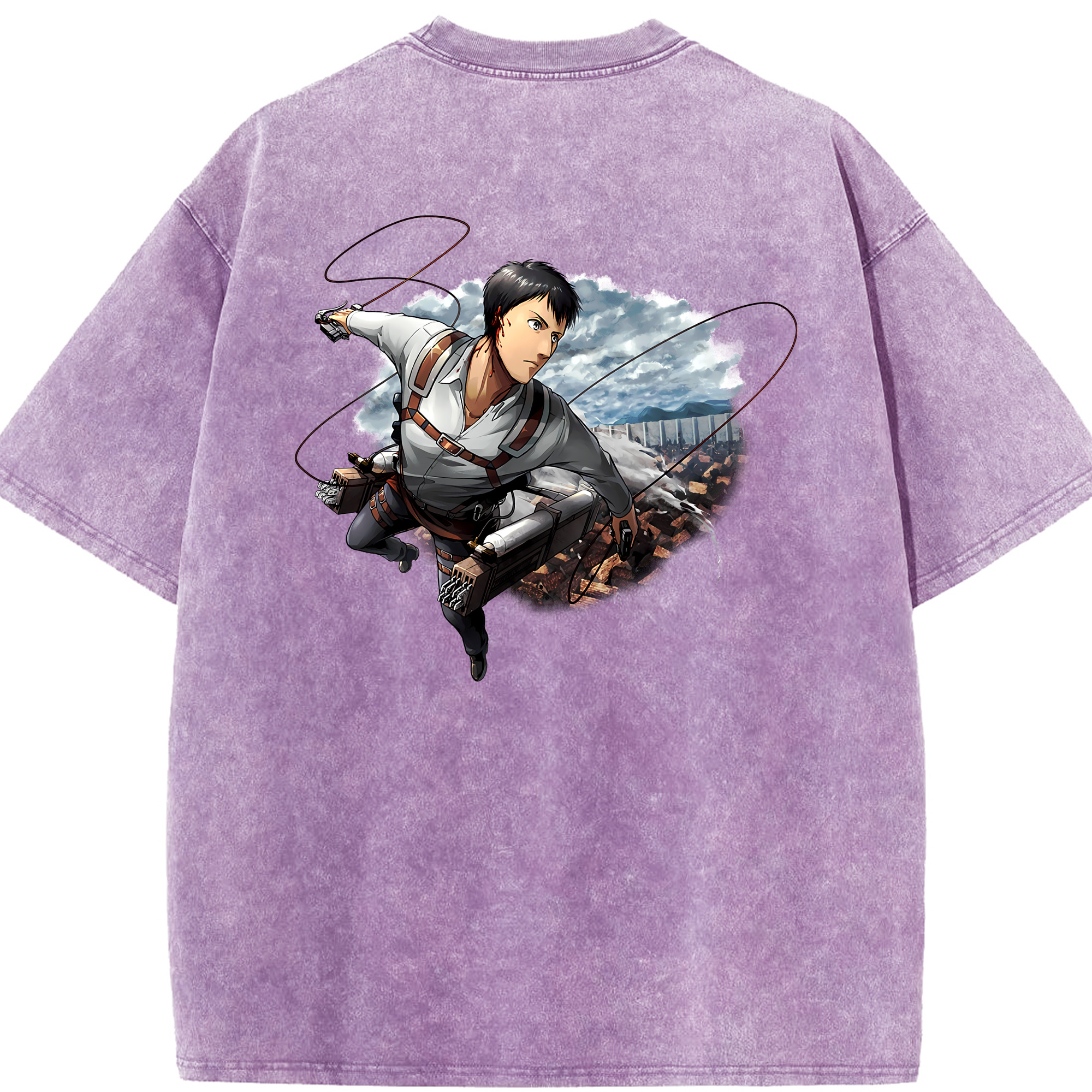 （画像用） 進撃の巨人 ベルトルト・フーバー Attack on Titan Bertholdt Hoover 綿100% ヴィンテージ風 半袖Tシャツ（背面プリント）