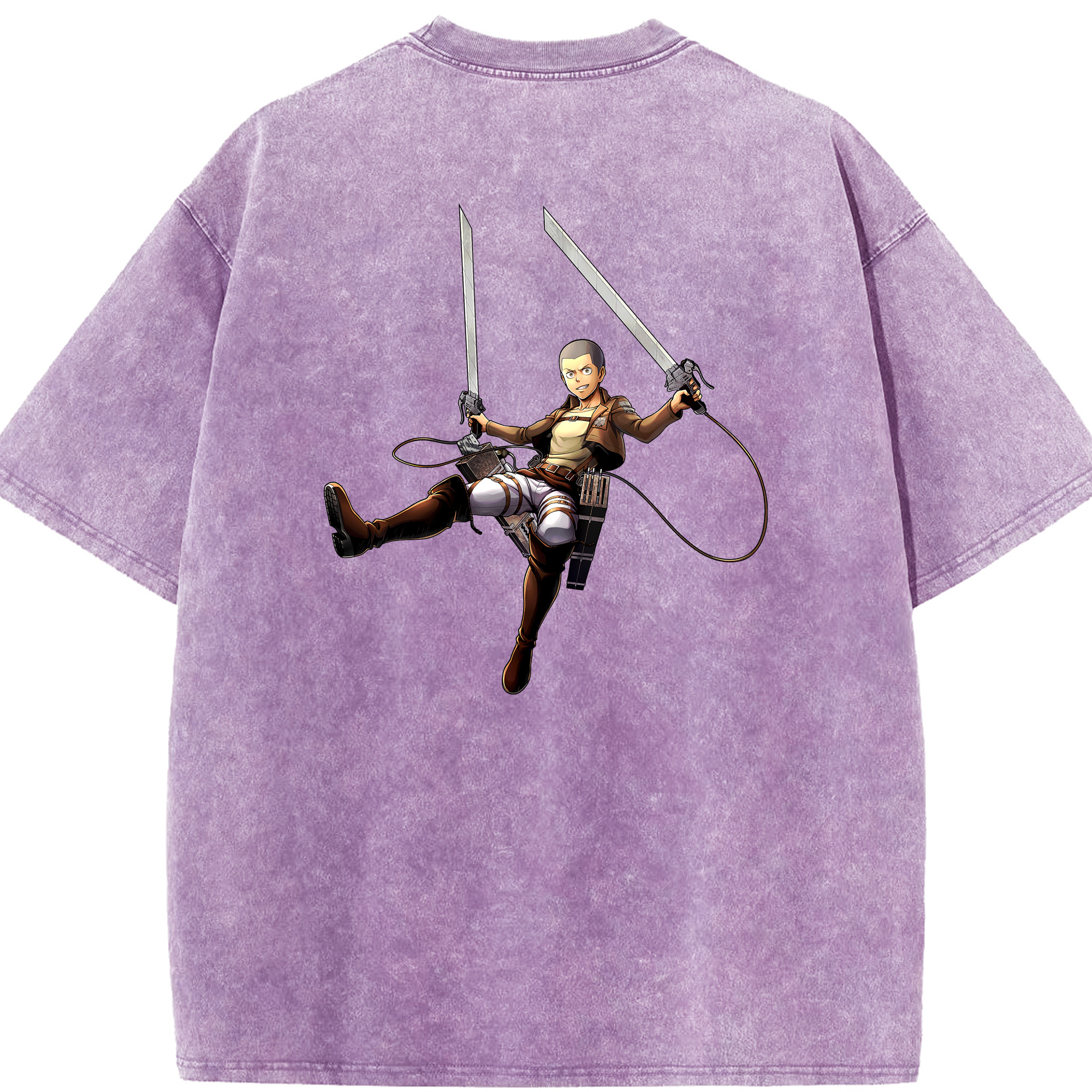 （画像用） 進撃の巨人 コニー·スプリンガー Attack on Titan Connie Springer 綿100% ヴィンテージ風 半袖Tシャツ（背面プリント）