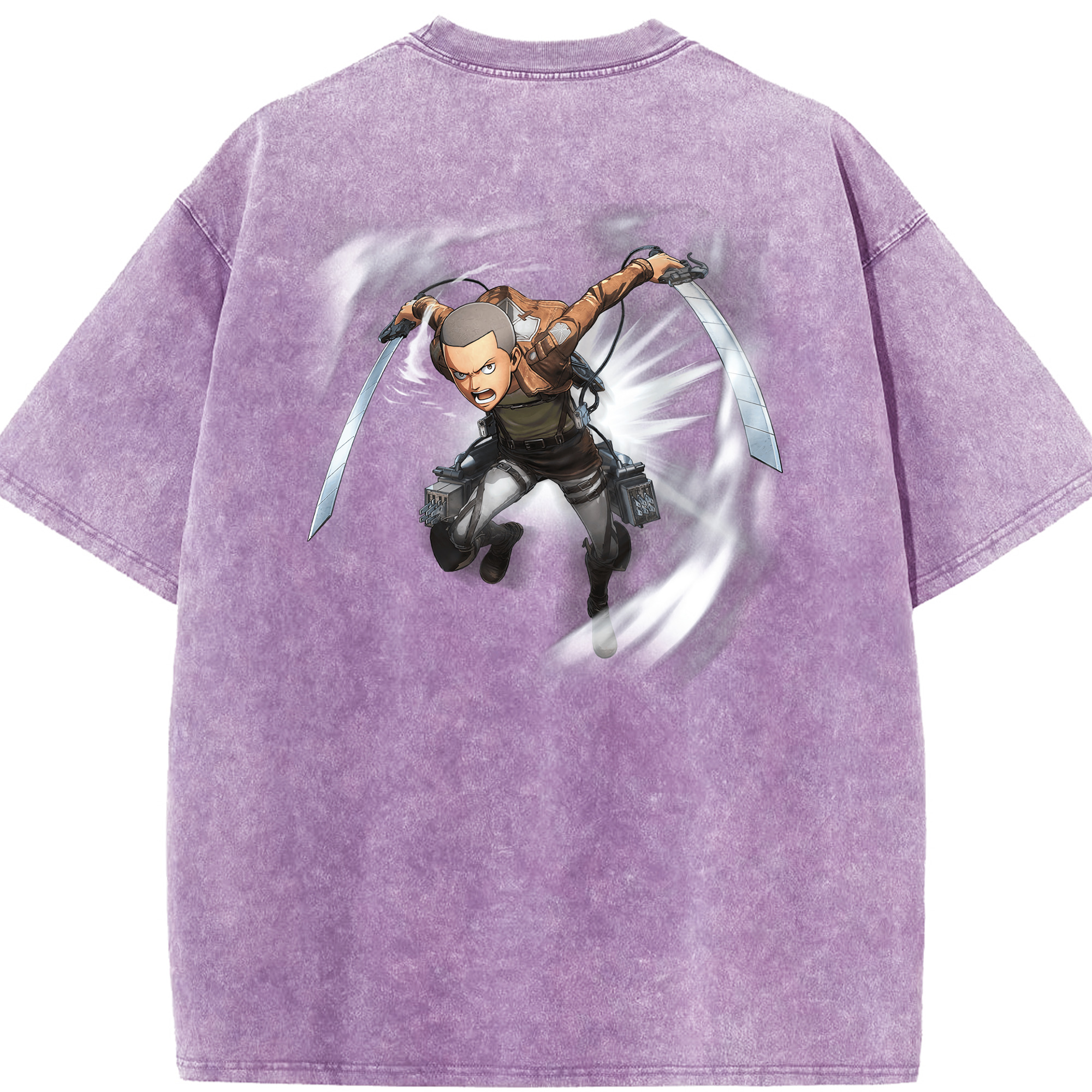 （画像用） 進撃の巨人 コニー·スプリンガー Attack on Titan Connie Springer 綿100% ヴィンテージ風 半袖Tシャツ（背面プリント）