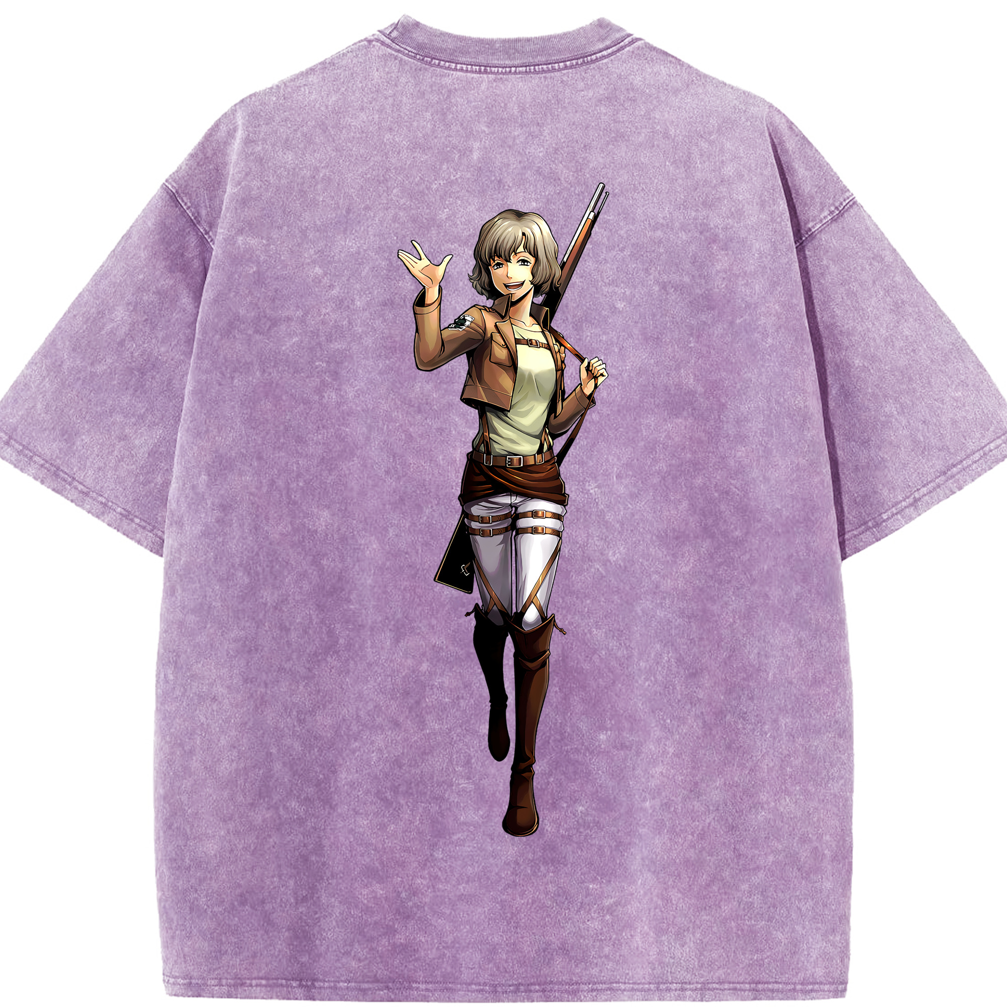 （画像用） 進撃の巨人 ヒツチ Attack on Titan Hitch 綿100% ヴィンテージ風 半袖Tシャツ（背面プリント）
