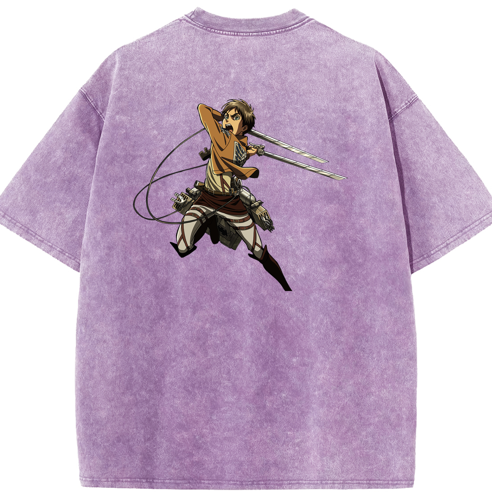 （画像用） 進撃の巨人 エレン･イェーガー Attack on Titan Eren Jäger 綿100% ヴィンテージ風 半袖Tシャツ（背面プリント）