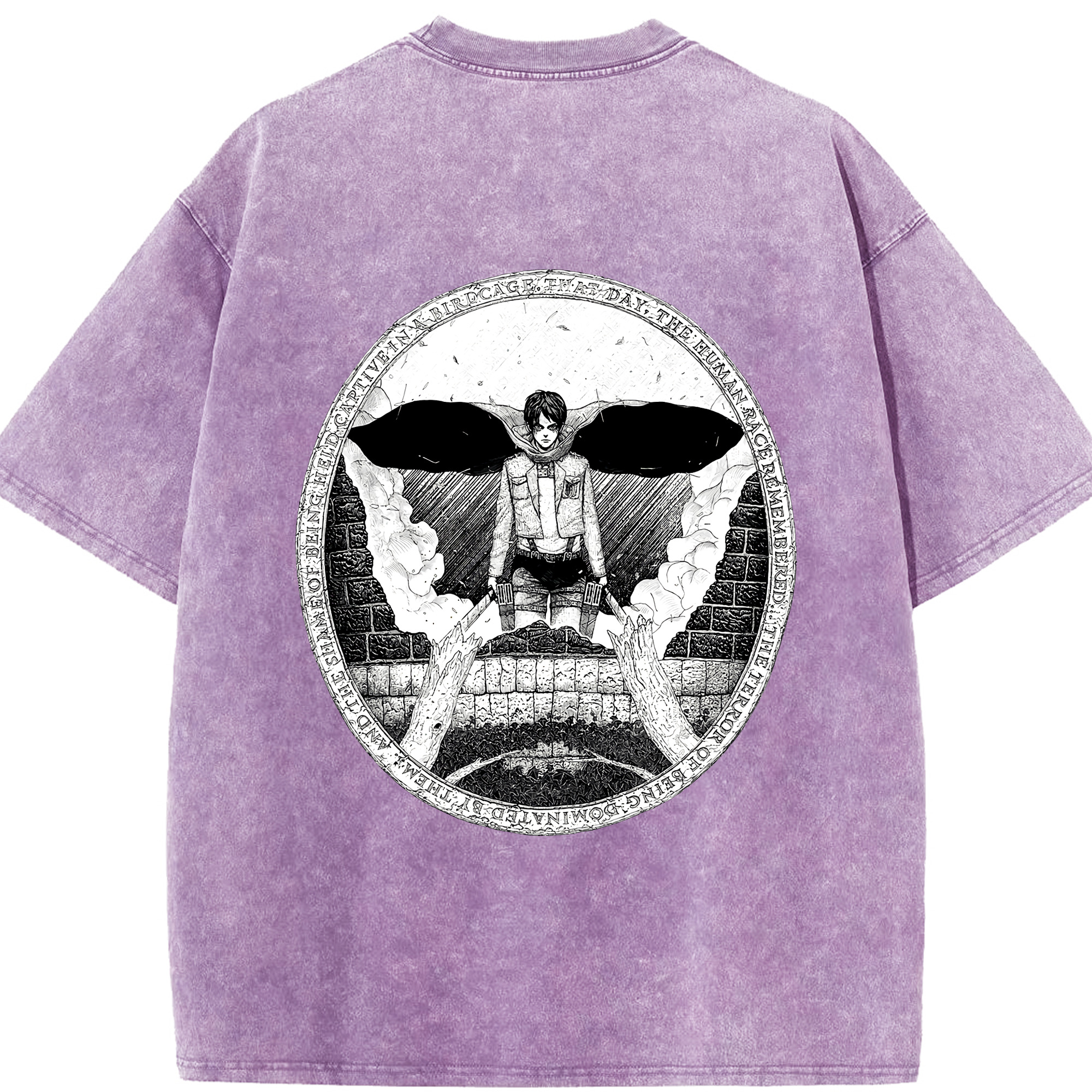 （画像用） 進撃の巨人 エレン･イェーガー Attack on Titan Eren Jäger 綿100% ヴィンテージ風 半袖Tシャツ（背面プリント）