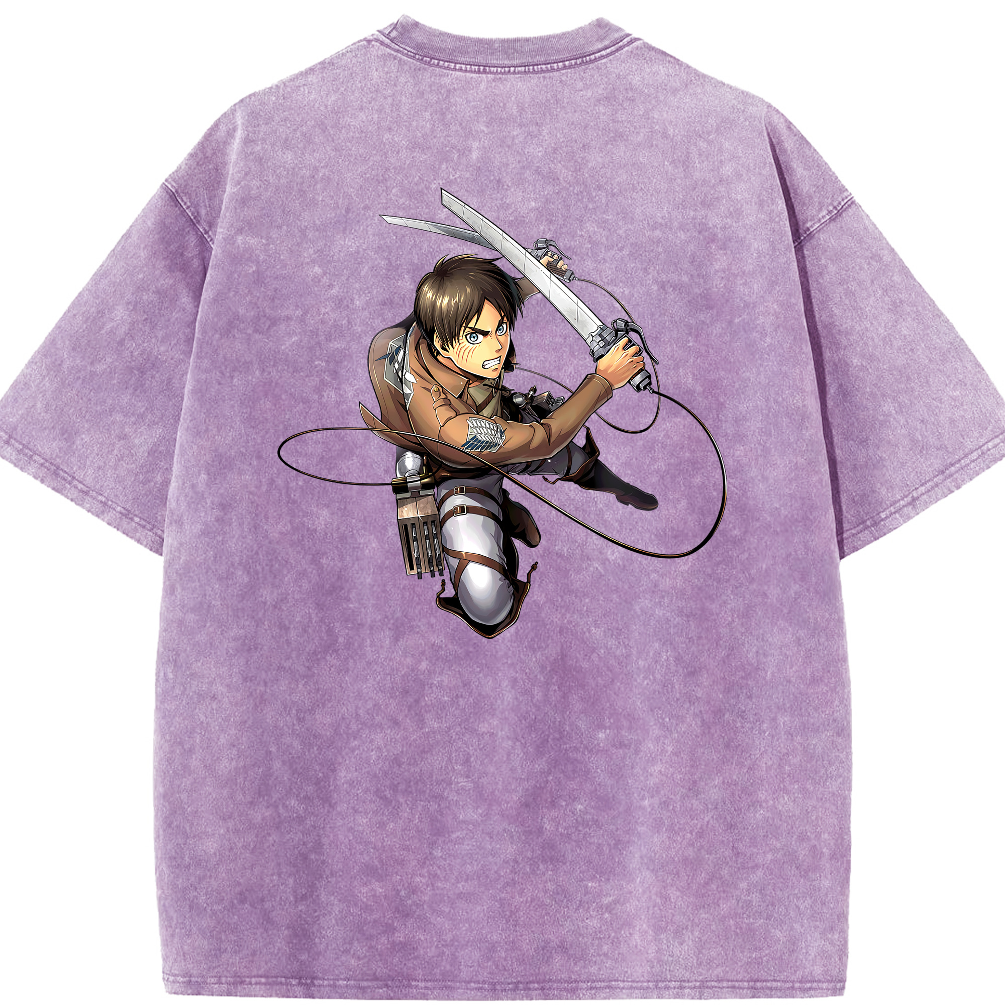 （画像用） 進撃の巨人 エレン･イェーガー Attack on Titan Eren Jäger 綿100% ヴィンテージ風 半袖Tシャツ（背面プリント）
