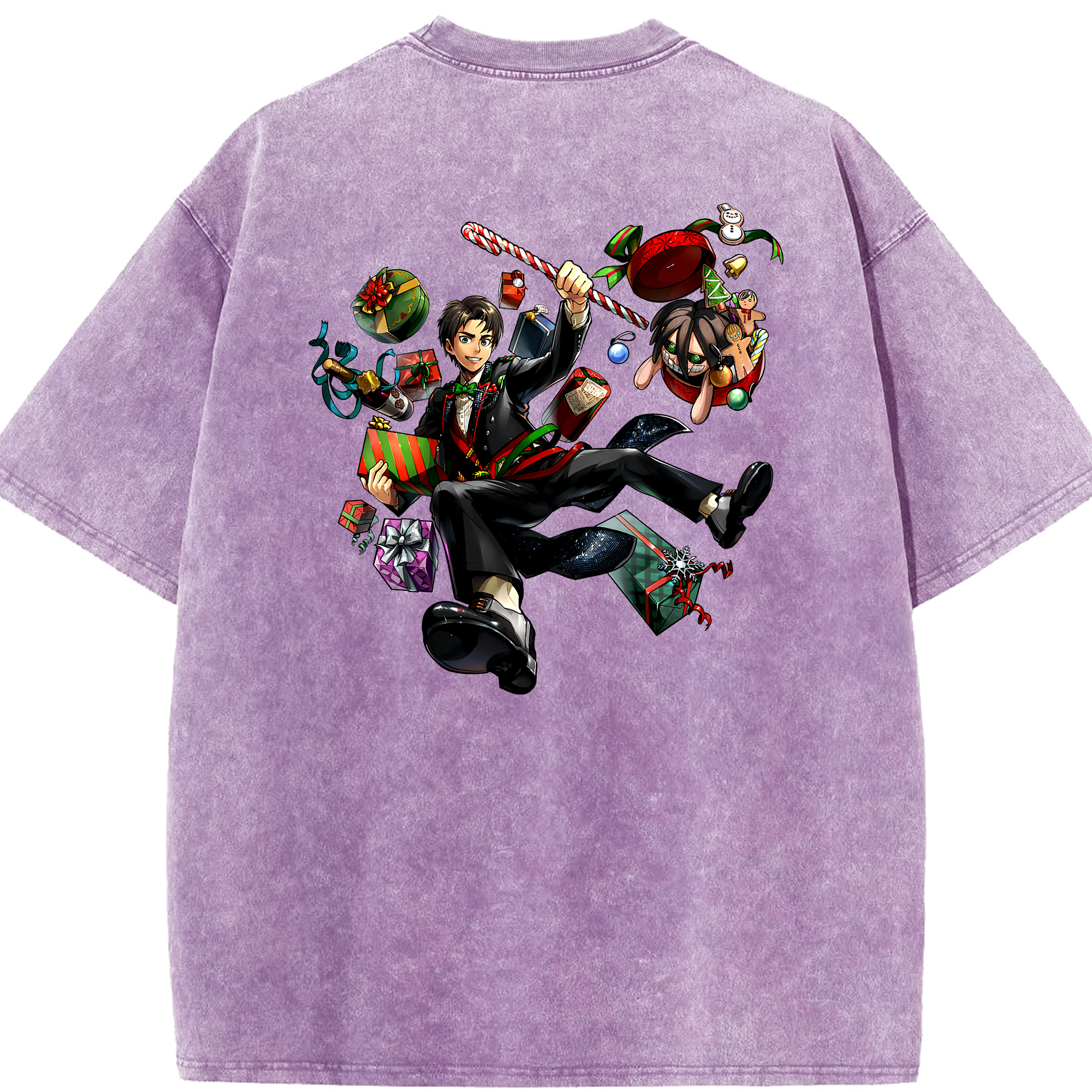 （画像用） 進撃の巨人 エレン･イェーガー Attack on Titan Eren Jäger 綿100% ヴィンテージ風 半袖Tシャツ（背面プリント）