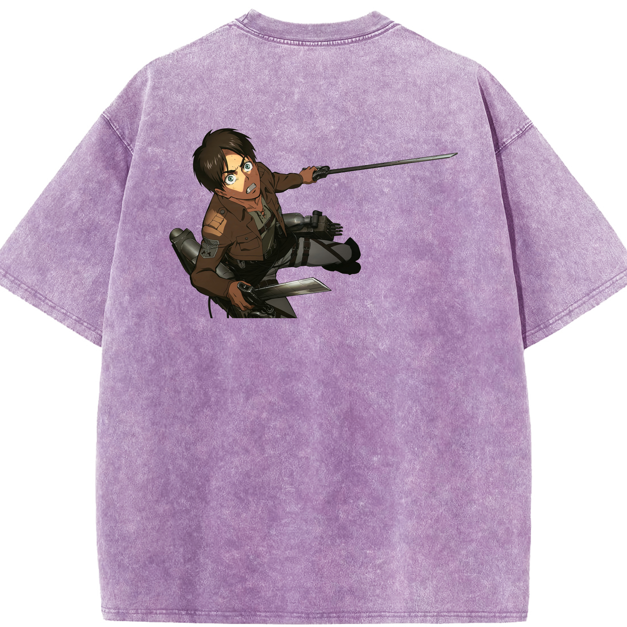 （画像用） 進撃の巨人 エレン･イェーガー Attack on Titan Eren Jäger 綿100% ヴィンテージ風 半袖Tシャツ（背面プリント）