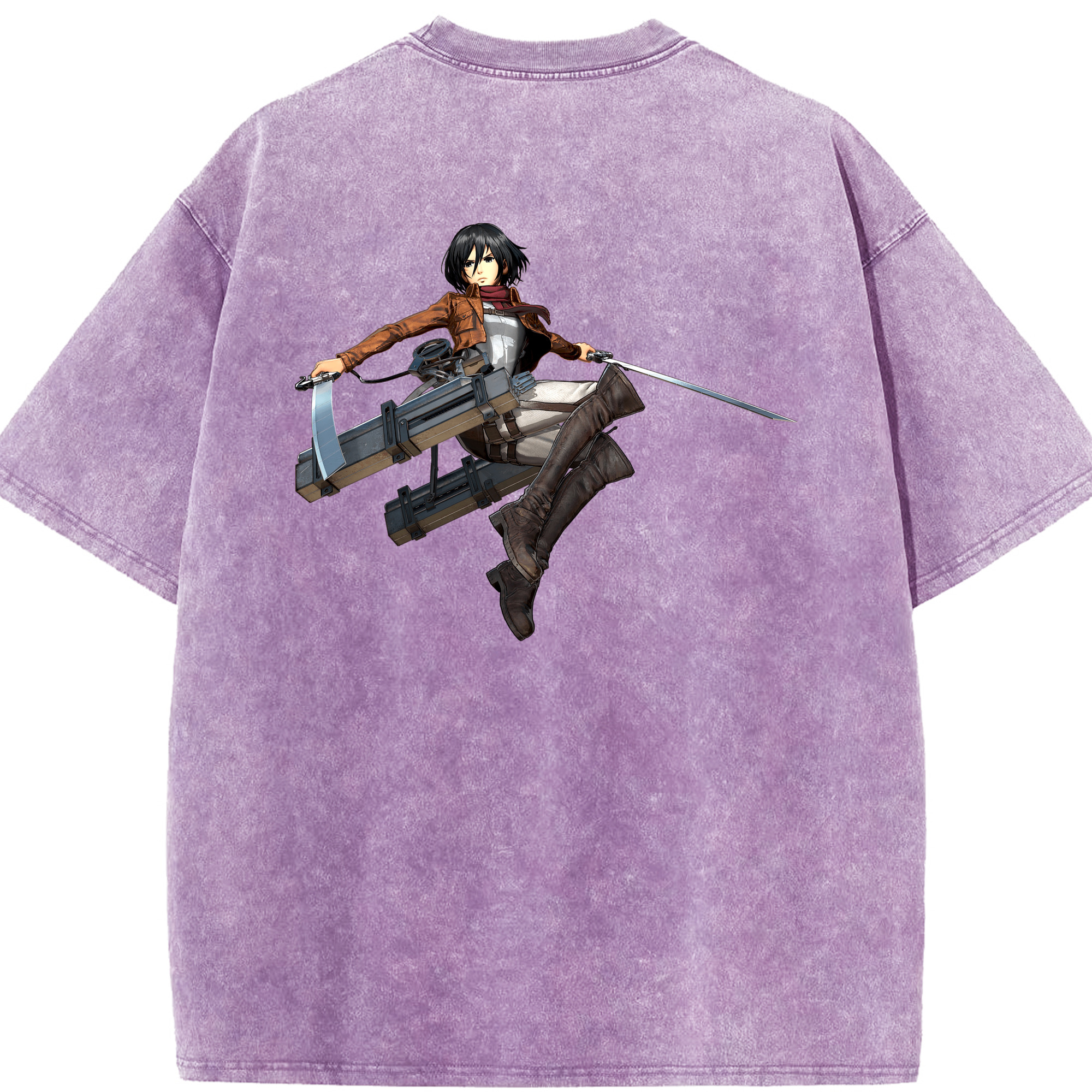 （画像用） 進撃の巨人 ミカサ·アッカーマン Attack on Titan Mikasa Ackerman 綿100% ヴィンテージ風 半袖Tシャツ（背面プリント）