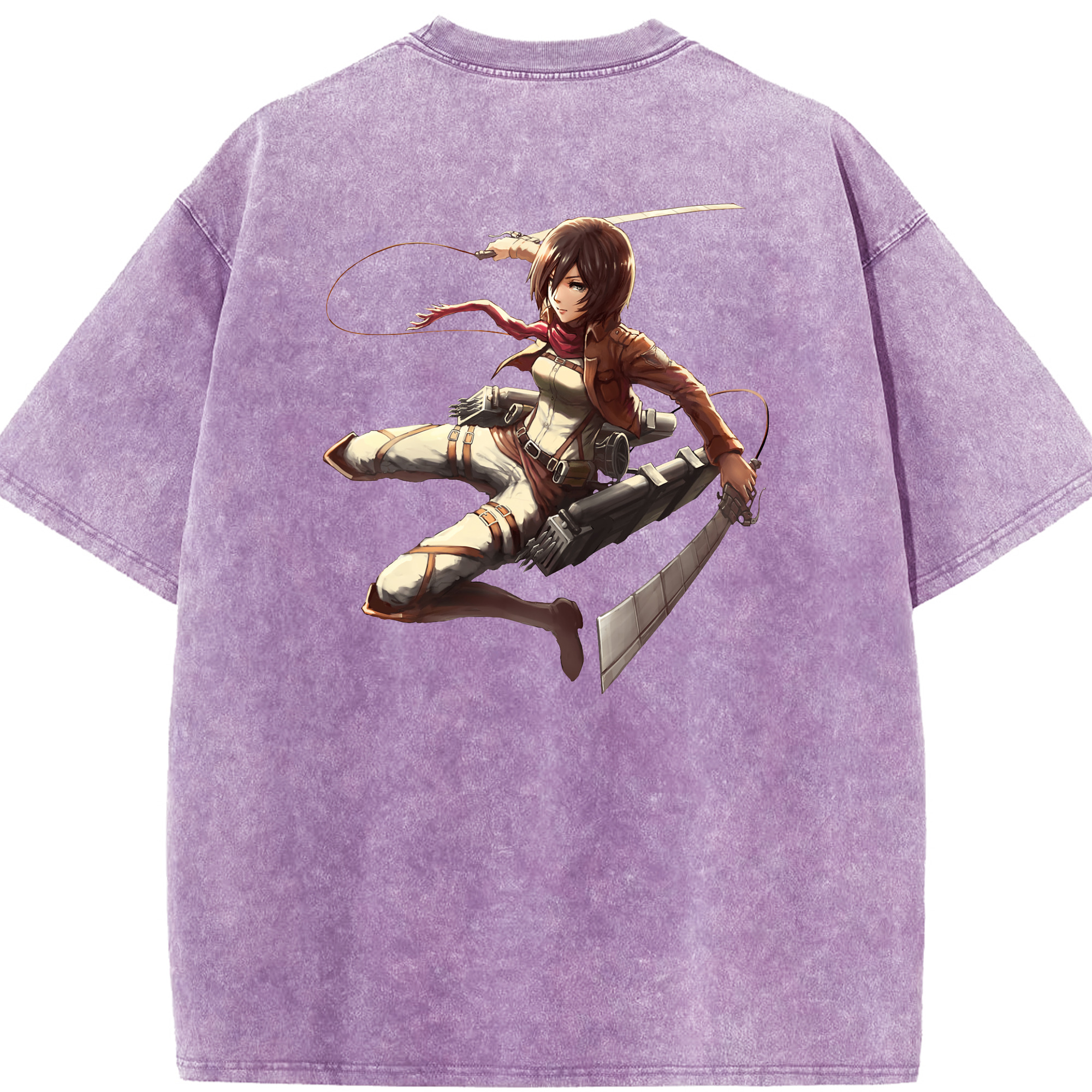 （画像用） 進撃の巨人 ミカサ·アッカーマン Attack on Titan Mikasa Ackerman 綿100% ヴィンテージ風 半袖Tシャツ（背面プリント）