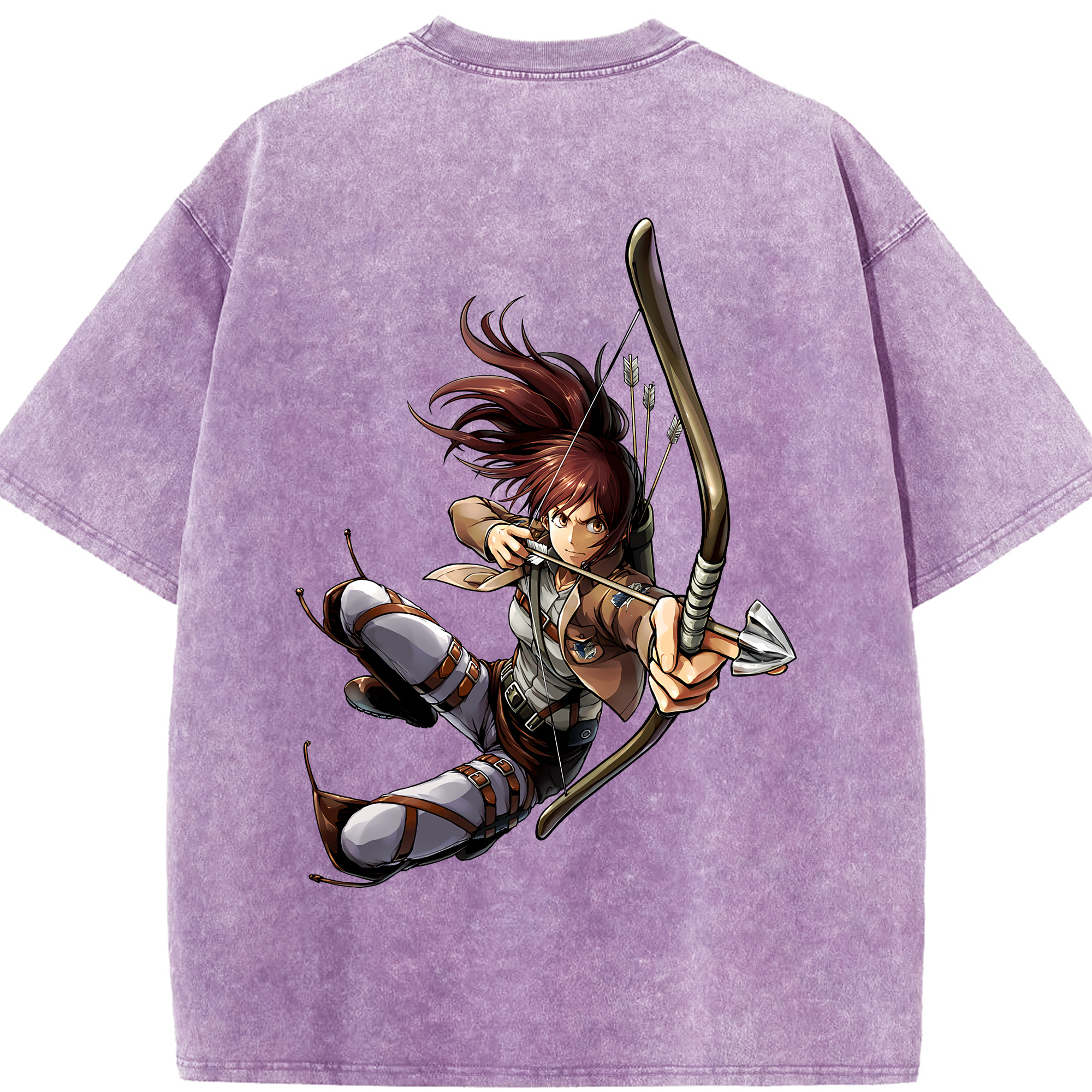 （画像用） 進撃の巨人 サシャ·ブラウス Attack on Titan Sasha Blaus 綿100% ヴィンテージ風 半袖Tシャツ（背面プリント）