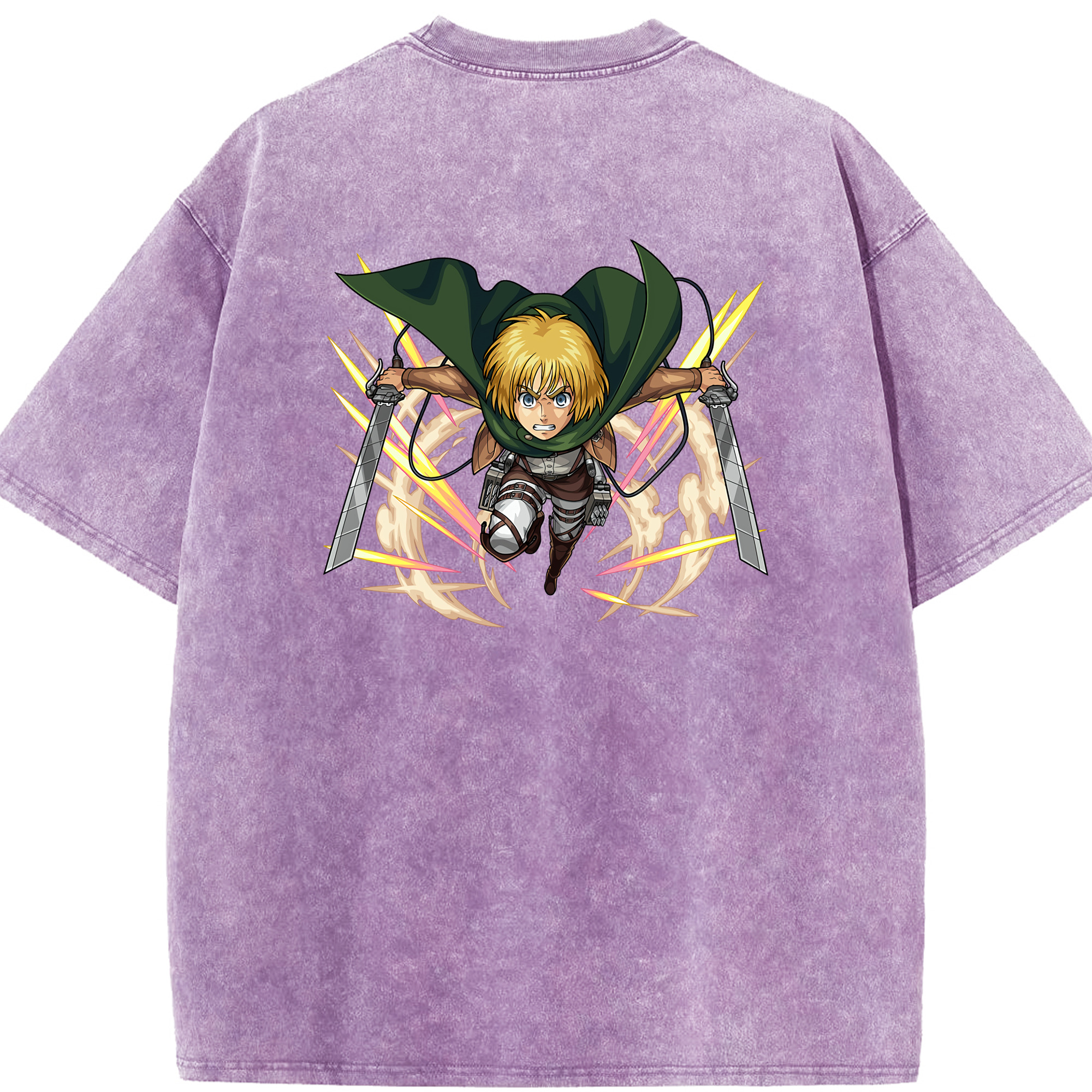 （画像用） 進撃の巨人 アルミン·アルレルト Attack on Titan Armin Arlert 綿100% ヴィンテージ風 半袖Tシャツ（背面プリント）