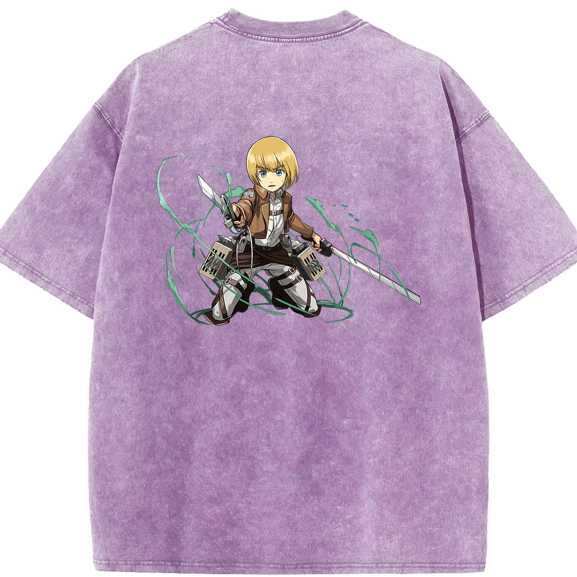 （画像用） 進撃の巨人 アルミン·アルレルト Attack on Titan Armin Arlert 綿100% ヴィンテージ風 半袖Tシャツ（背面プリント）