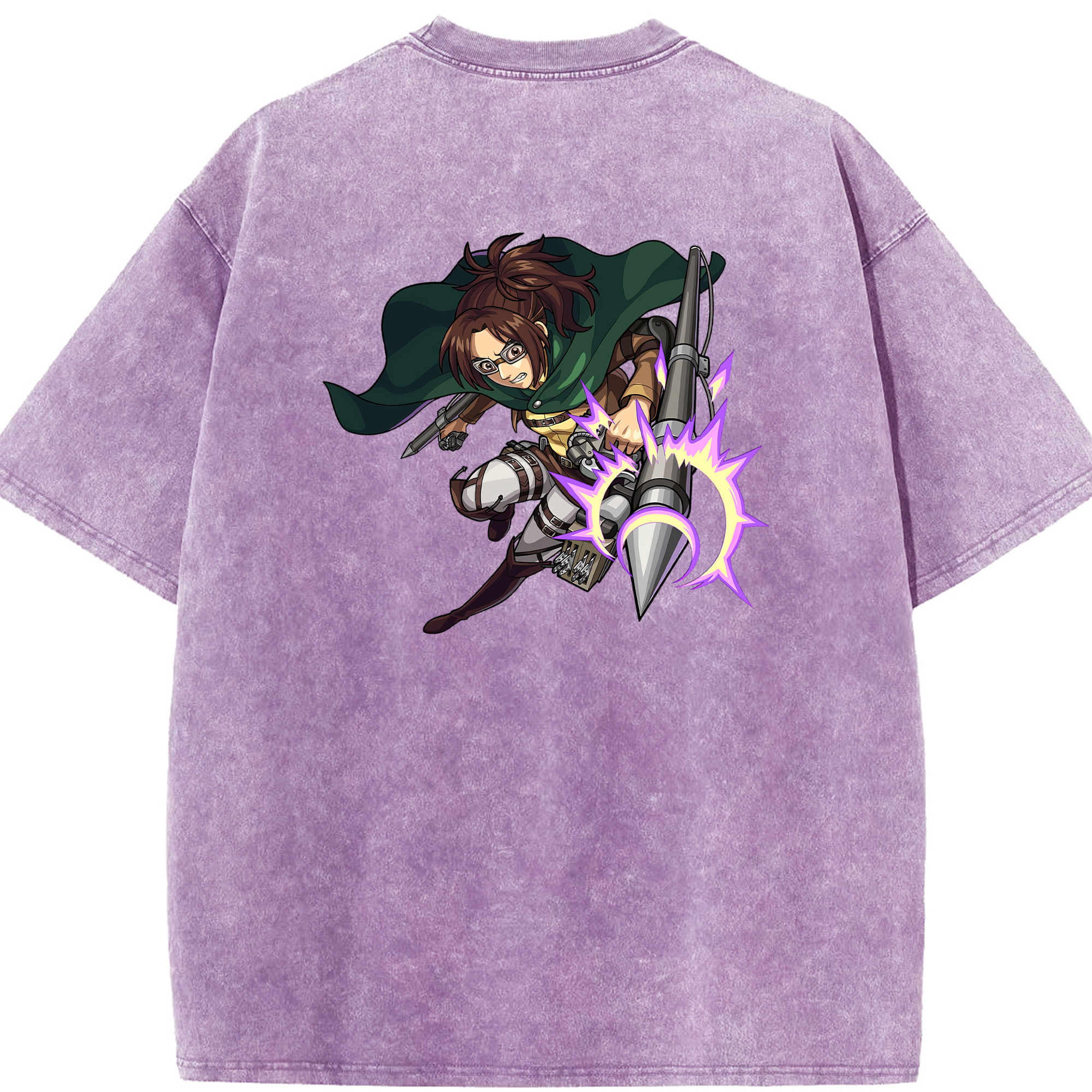 （画像用） 進撃の巨人 ハンジ·ゾエ Attack on Titan Hanji Zoe 綿100% ヴィンテージ風 半袖Tシャツ（背面プリント）