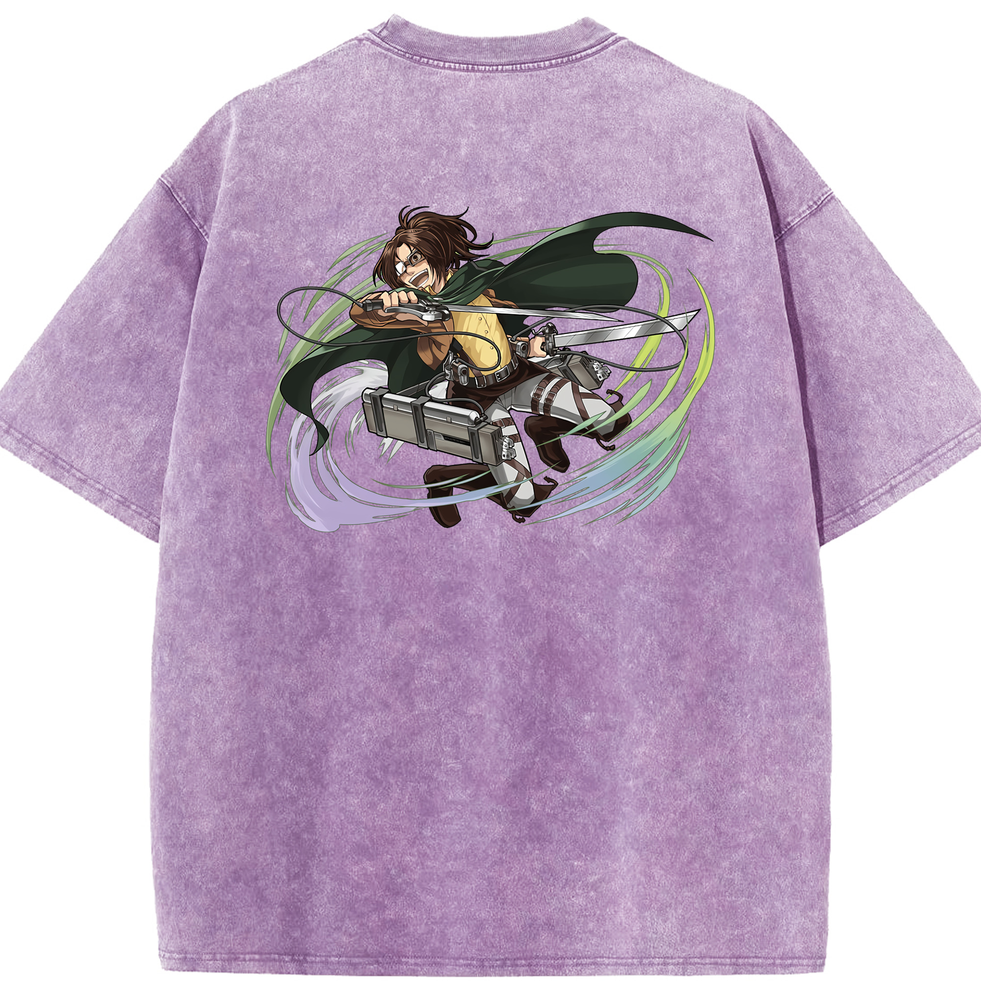 （画像用） 進撃の巨人 ハンジ·ゾエ Attack on Titan Hanji Zoe 綿100% ヴィンテージ風 半袖Tシャツ（背面プリント）