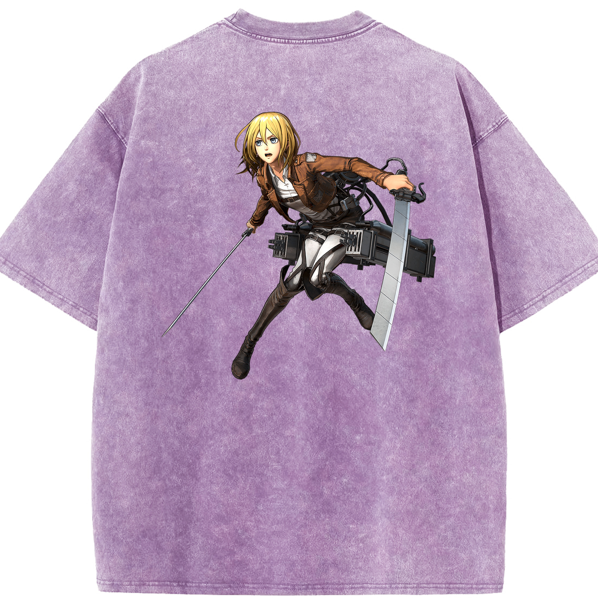 （画像用） 進撃の巨人 クリスタ·レンズ Attack on Titan Christa Lenz 綿100% ヴィンテージ風 半袖Tシャツ（背面プリント）
