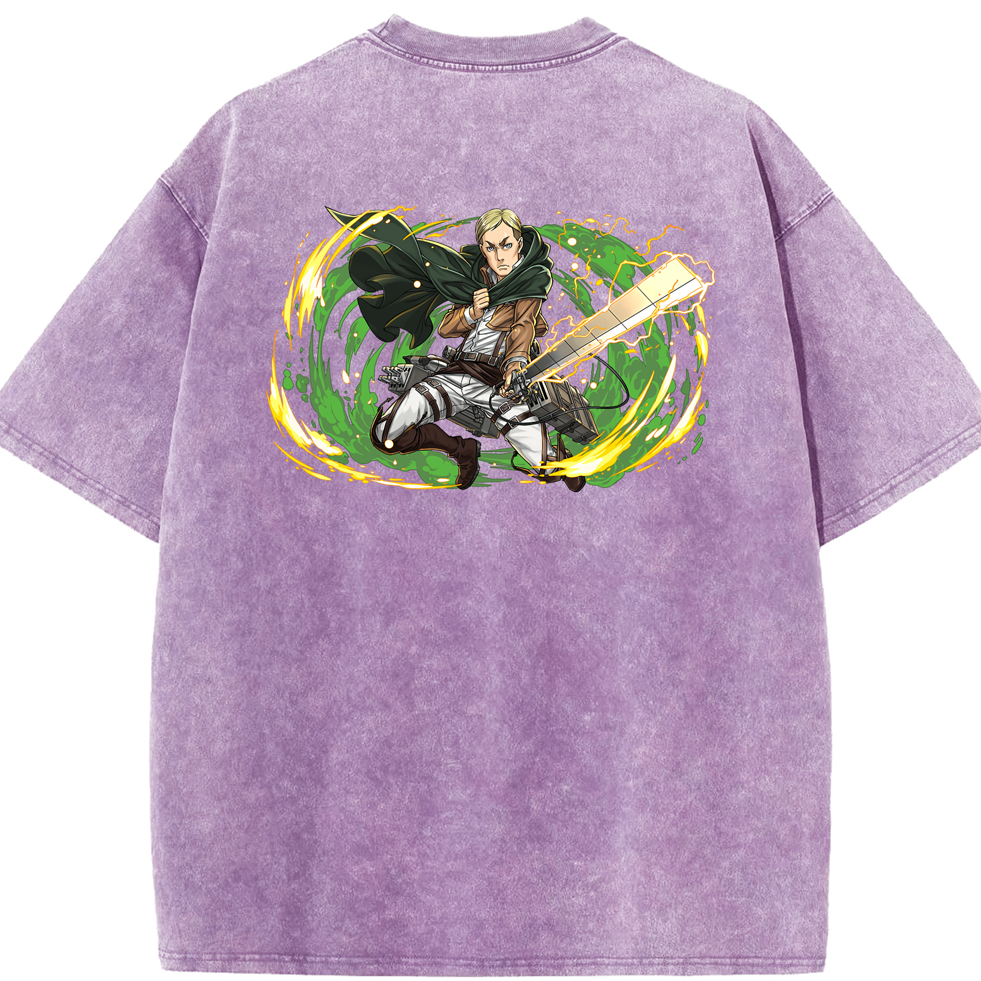 （画像用） 進撃の巨人 エルヴィン・スミス Attack on Titan Erwin Smith 綿100% ヴィンテージ風 半袖Tシャツ（背面プリント）