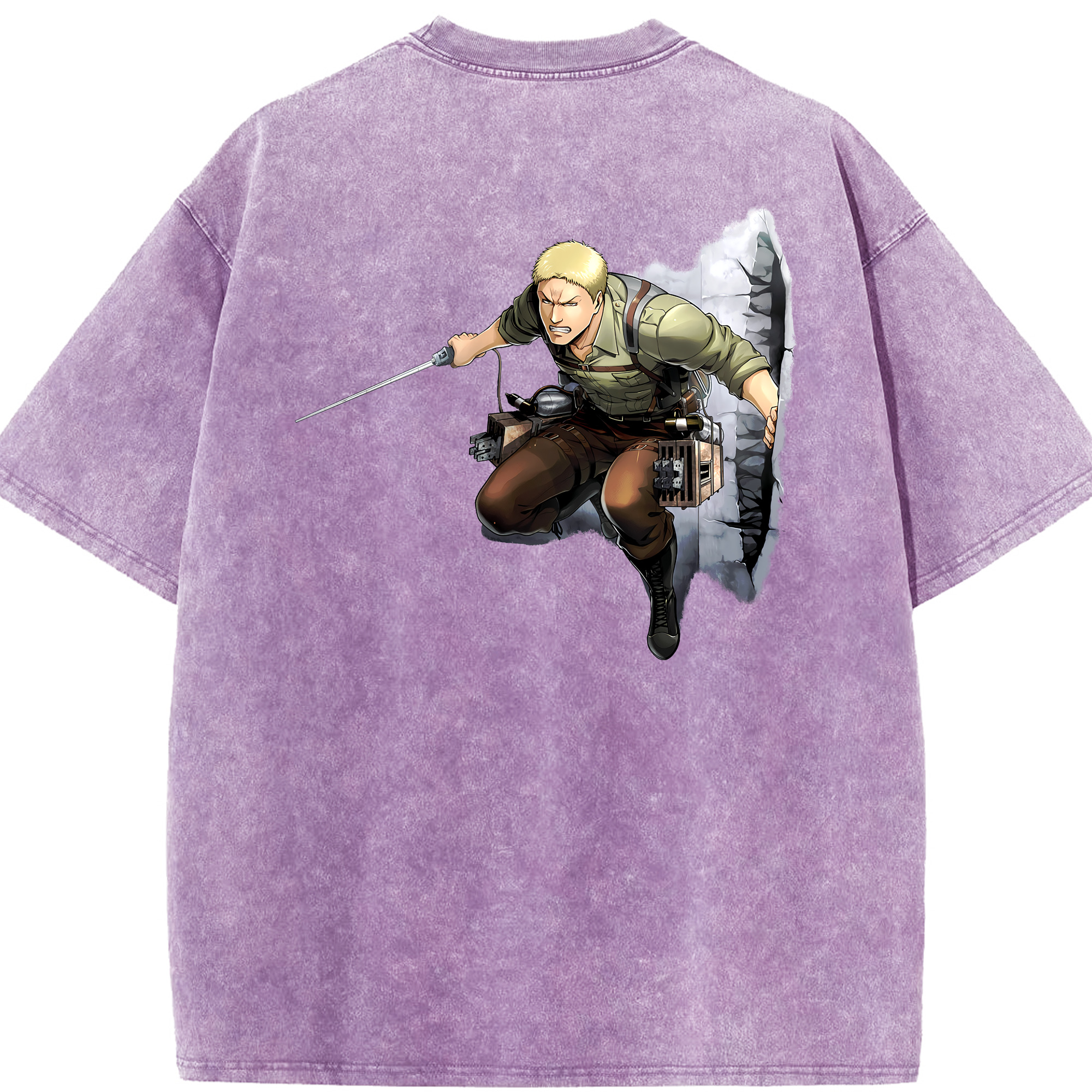 （画像用） 進撃の巨人 ライナー・ブラウン Attack on Titan Reiner Braun 綿100% ヴィンテージ風 半袖Tシャツ（背面プリント）