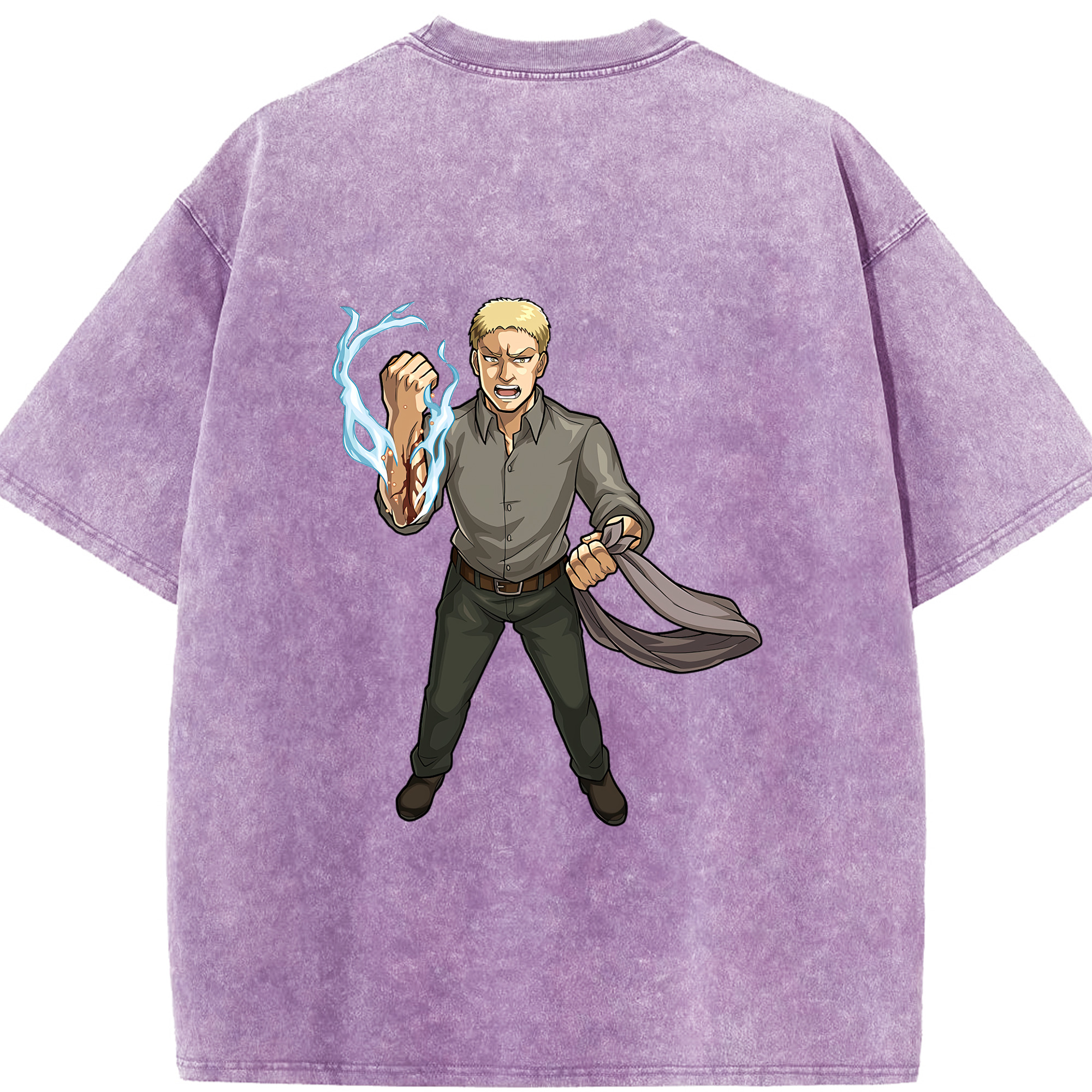 （画像用） 進撃の巨人 ライナー・ブラウン Attack on Titan Reiner Braun 綿100% ヴィンテージ風 半袖Tシャツ（背面プリント）