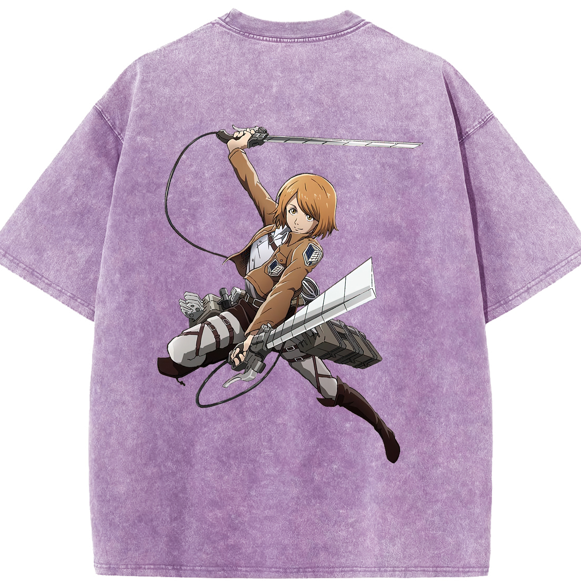 （画像用） 進撃の巨人 ペトラ·ラル Attack on Titan Petra Rall 綿100% ヴィンテージ風 半袖Tシャツ（背面プリント）