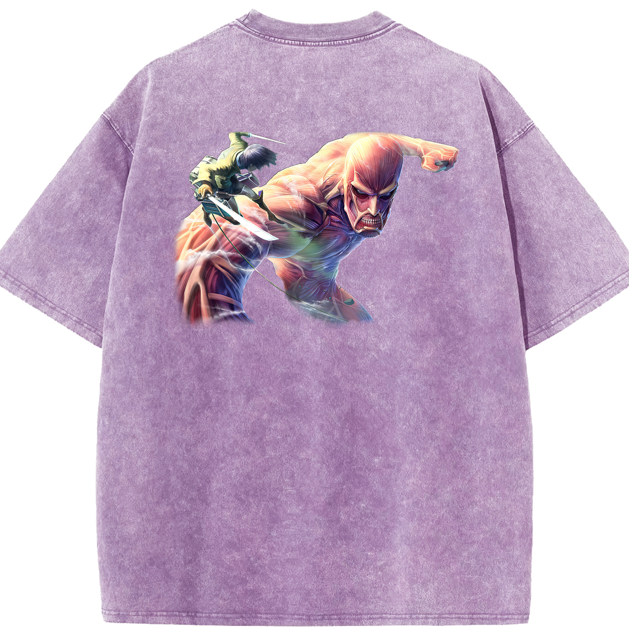（画像用） 進撃の巨人 Attack on Titan 綿100% ヴィンテージ風 半袖Tシャツ（背面プリント）