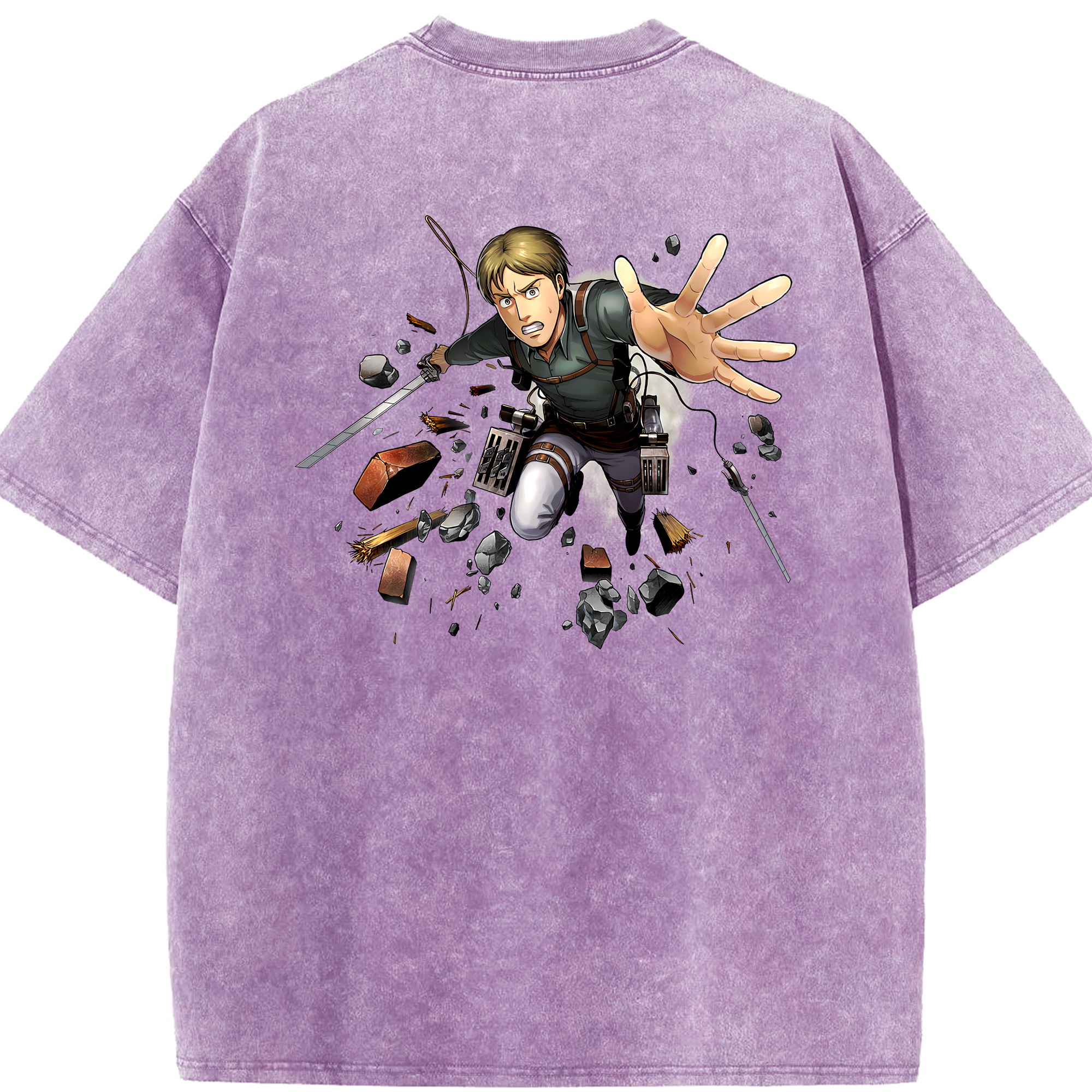 （画像用） 進撃の巨人 Attack on Titan 綿100% ヴィンテージ風 半袖Tシャツ（背面プリント）
