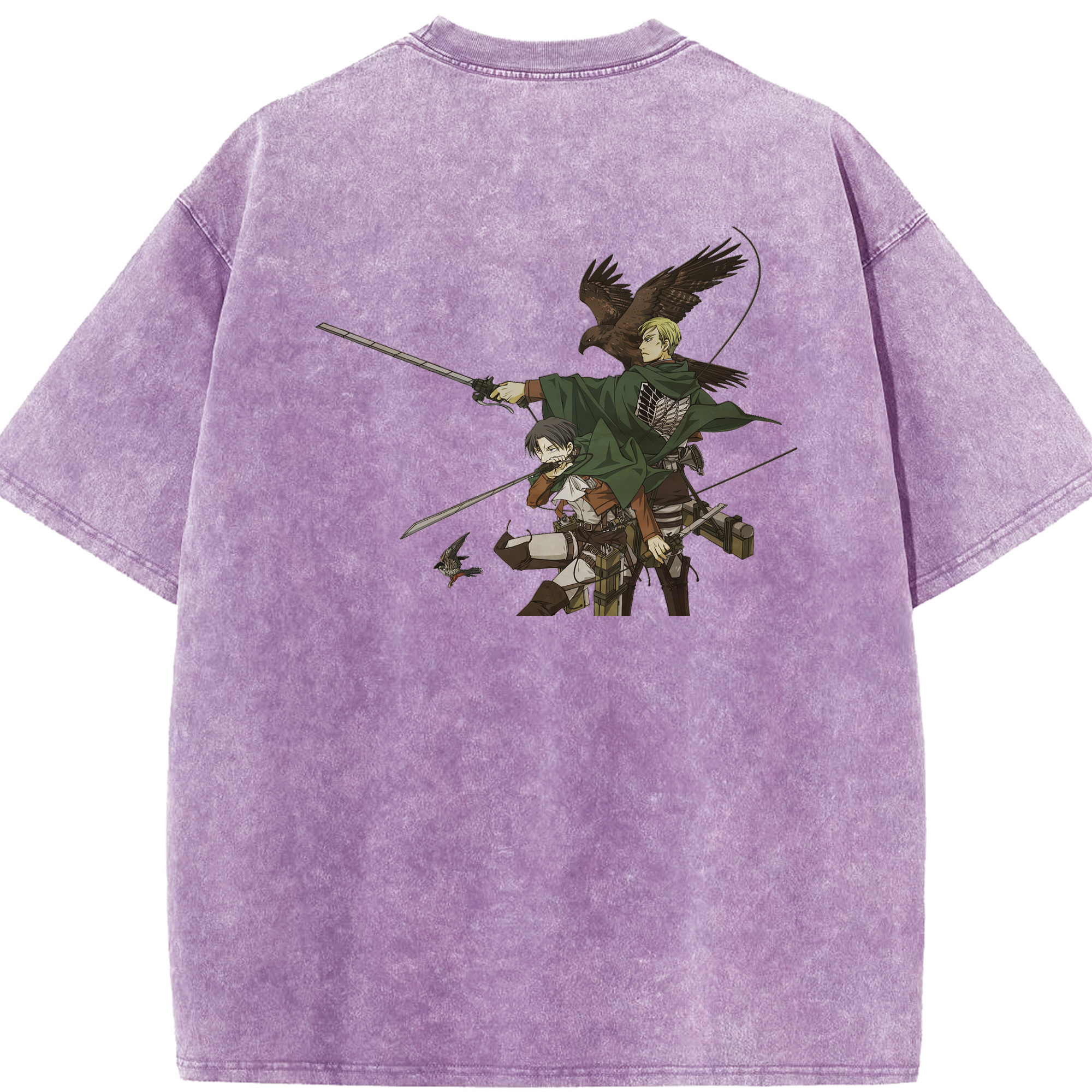 （画像用） 進撃の巨人 Attack on Titan 綿100% ヴィンテージ風 半袖Tシャツ（背面プリント）
