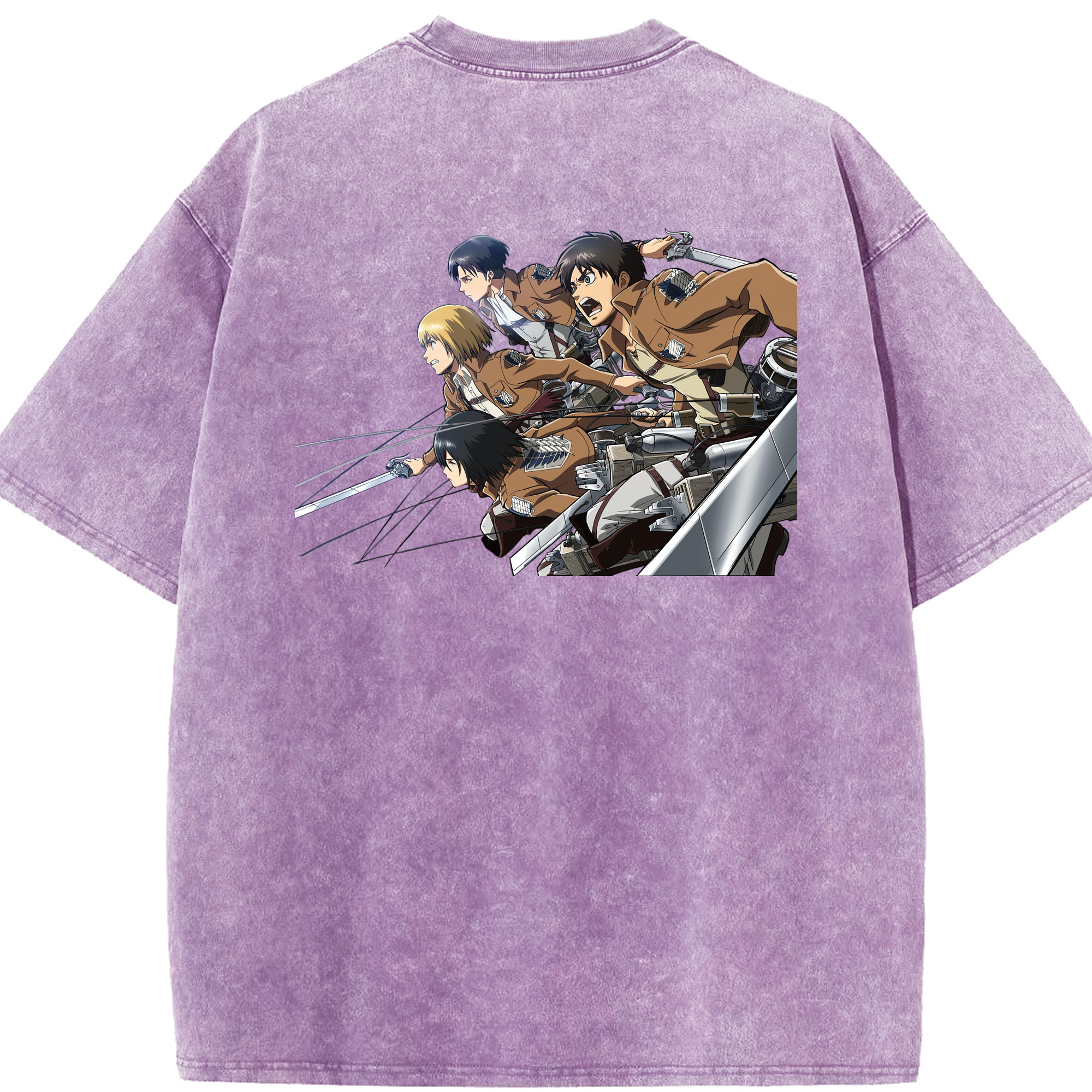 （画像用） 進撃の巨人 Attack on Titan 綿100% ヴィンテージ風 半袖Tシャツ（背面プリント）