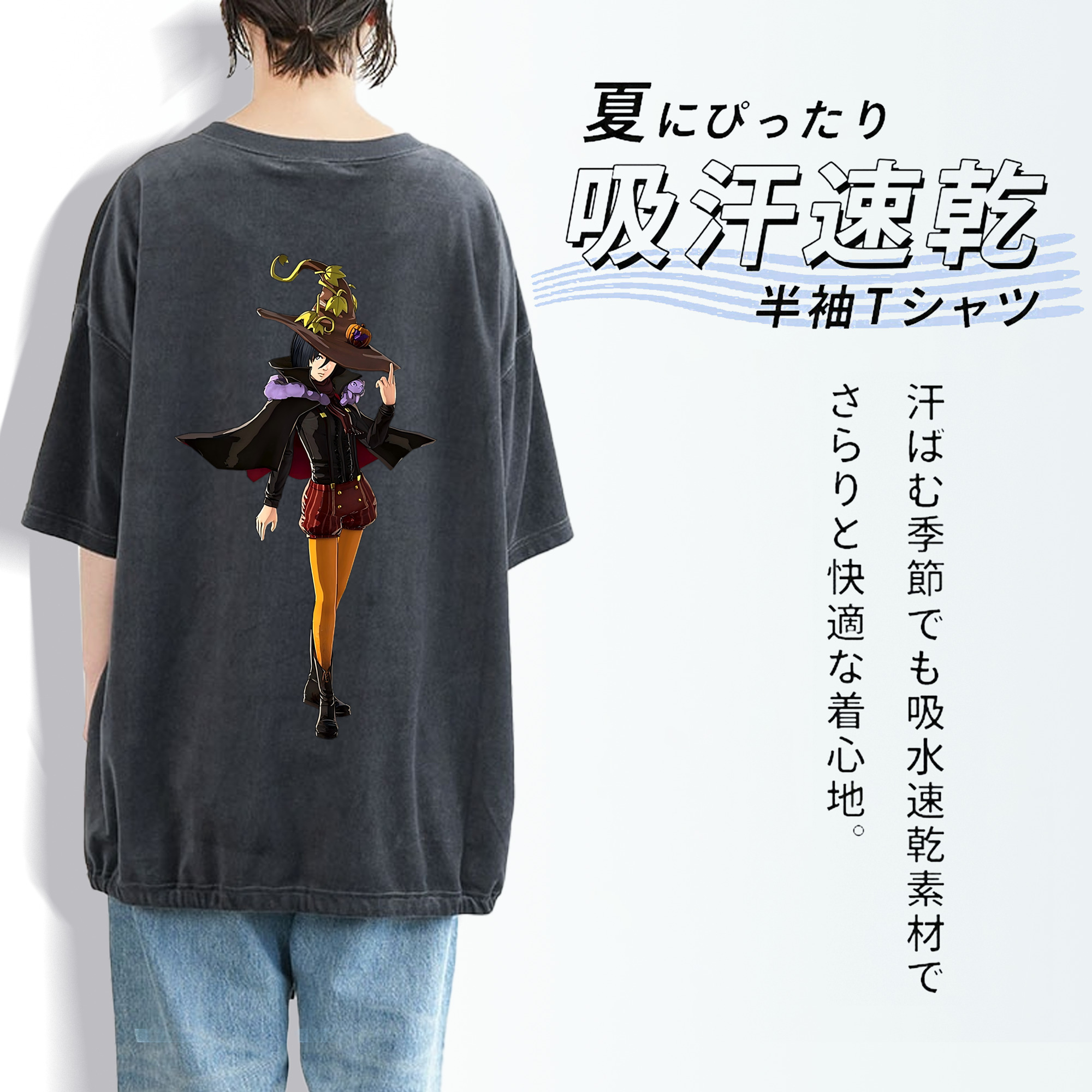 進撃の巨人 ミカサ·アッカーマン Attack on Titan Mikasa Ackerman 綿100% ヴィンテージ風 半袖Tシャツ（背面プリント）