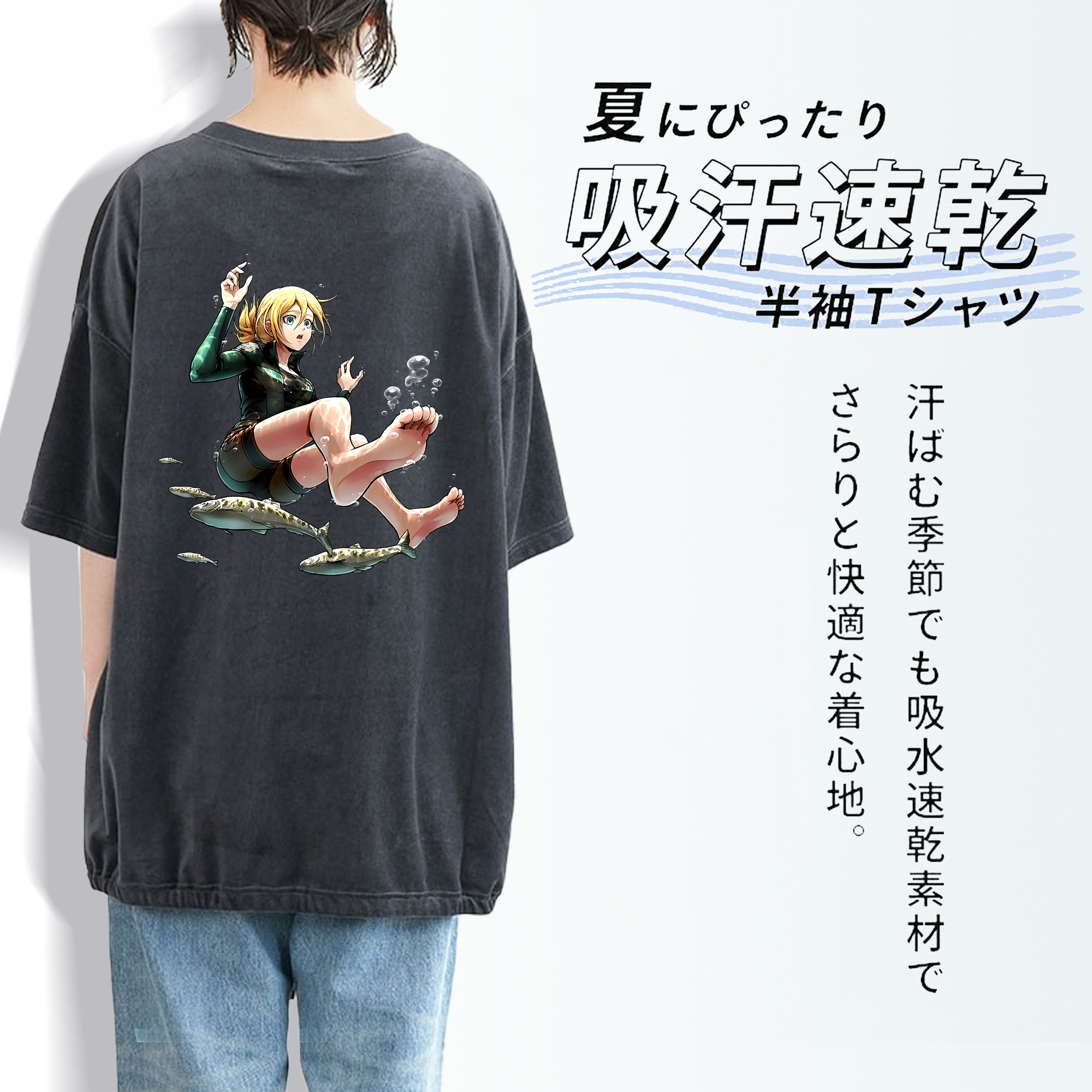 進撃の巨人 クリスタ·レンズ Attack on Titan Christa Lenz 綿100% ヴィンテージ風 半袖Tシャツ（背面プリント）
