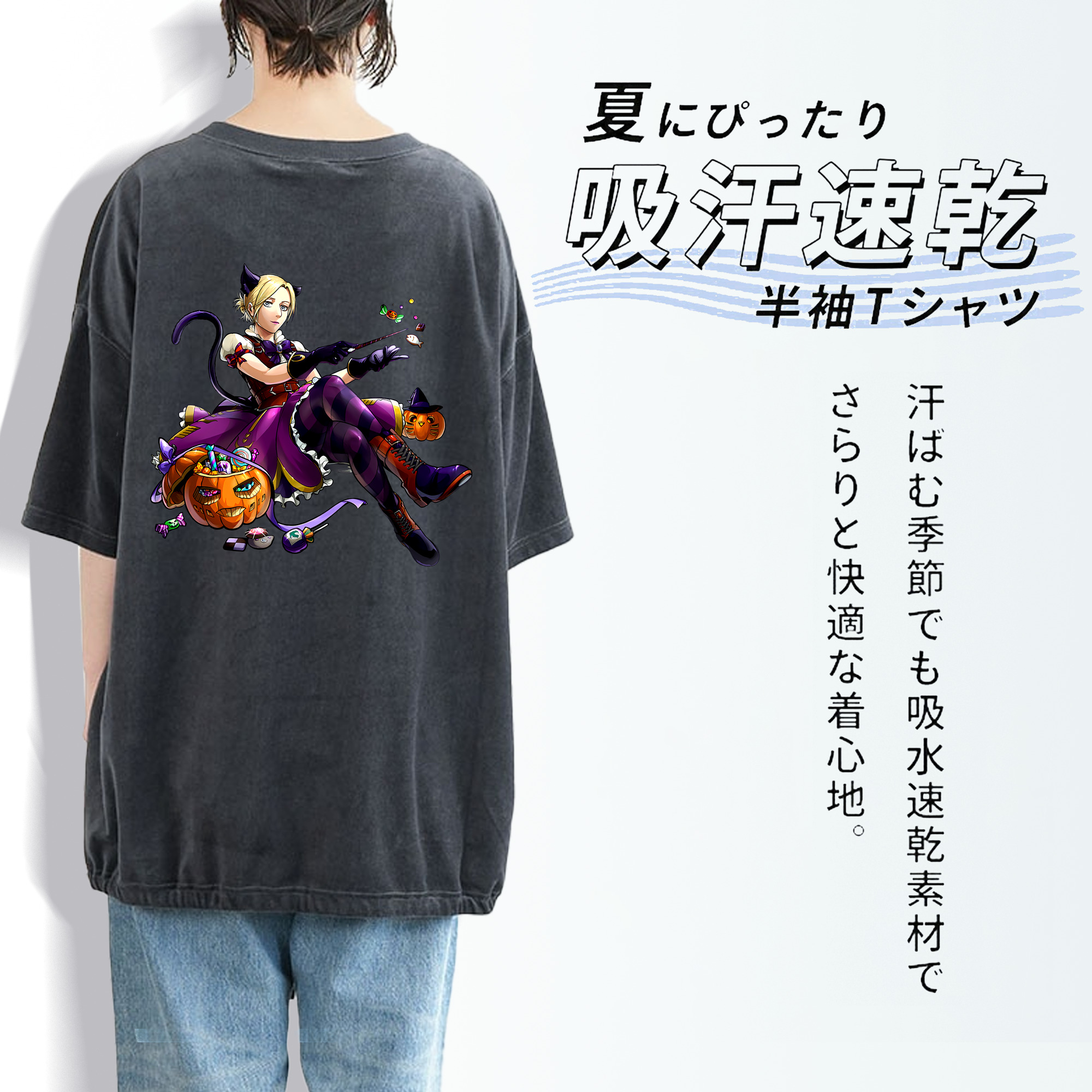 進撃の巨人 アニ・レオンハート Attack on Titan Annie Leonhart 綿100% ヴィンテージ風 半袖Tシャツ（背面プリント）