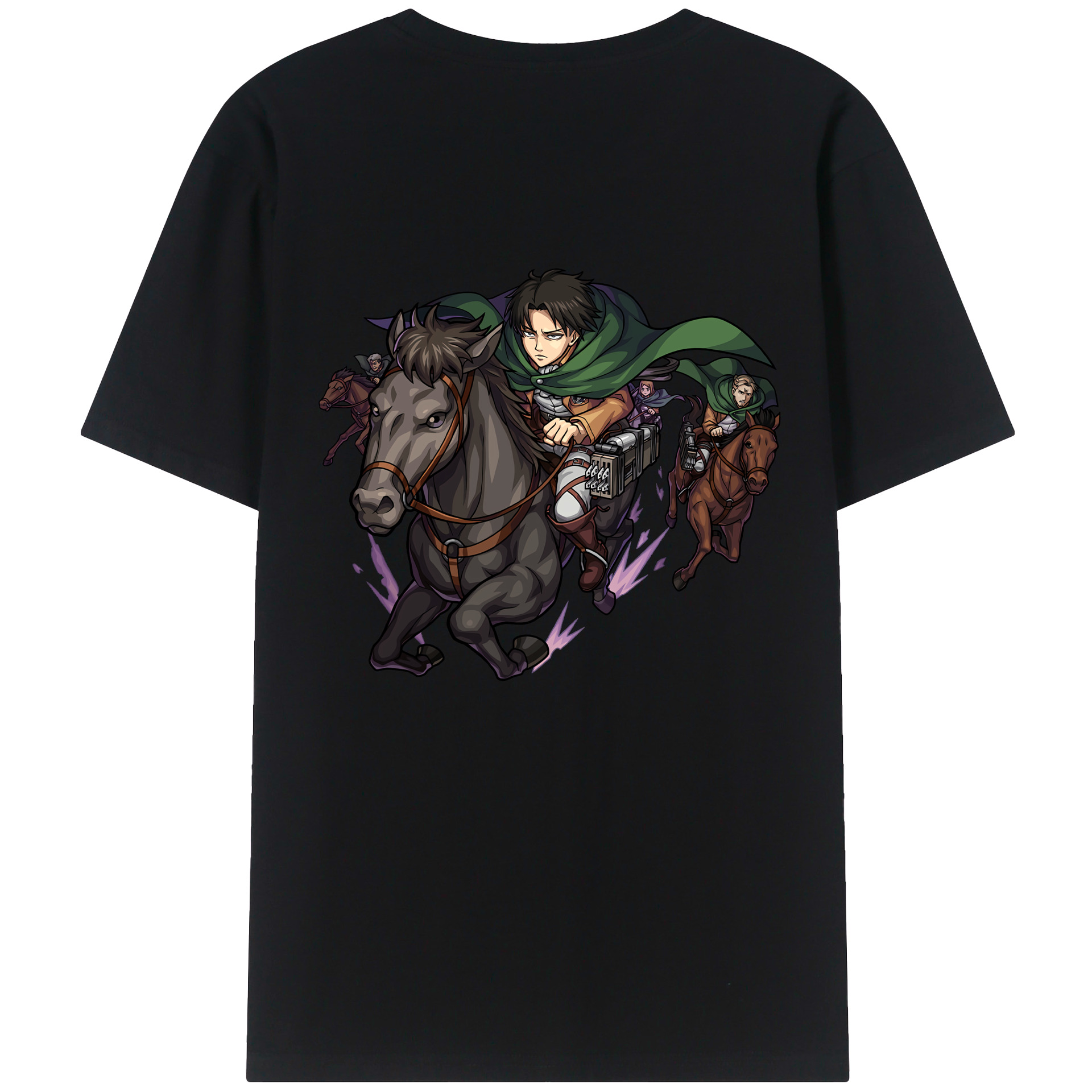 （画像用） 進撃の巨人 リヴァイ·アッカーマン Attack on Titan Levi Ackerman 綿100％ メンズ半袖Tシャツ（バックプリント） 通気性
