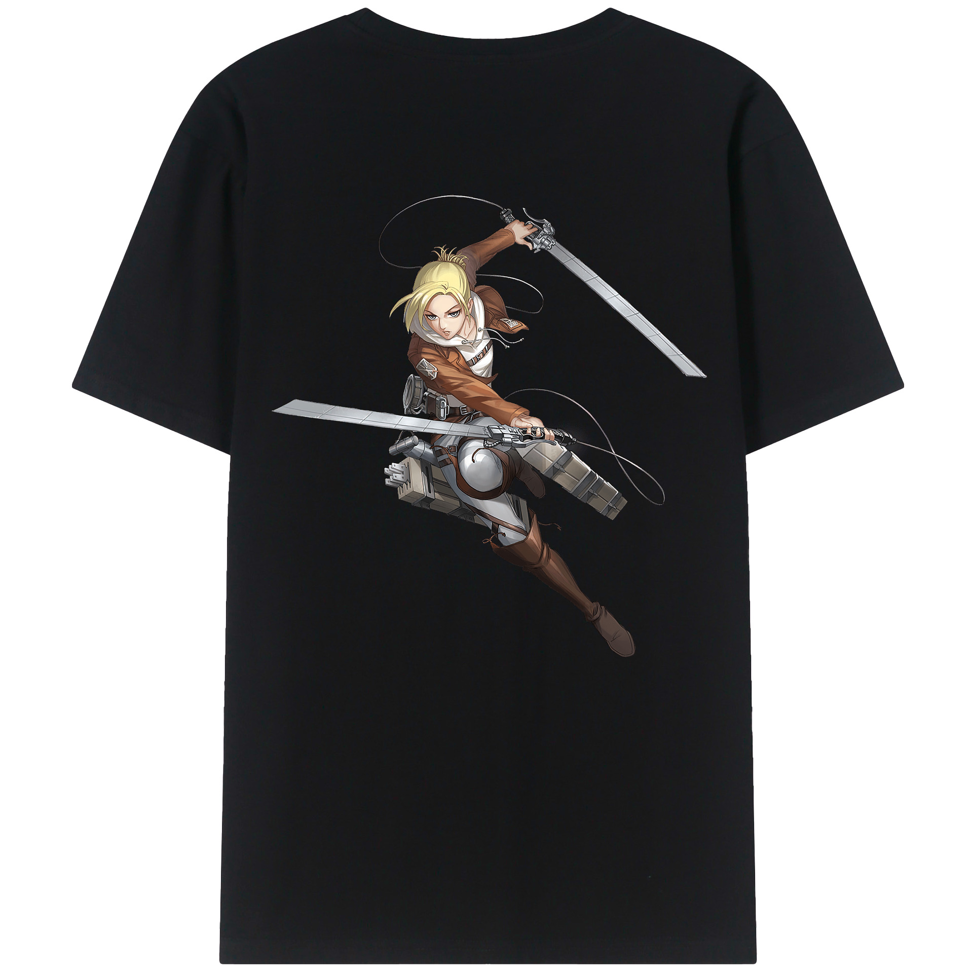 （画像用） 進撃の巨人 アニ・レオンハート Attack on Titan Annie Leonhart 綿100％ メンズ半袖Tシャツ（バックプリント） 通気性