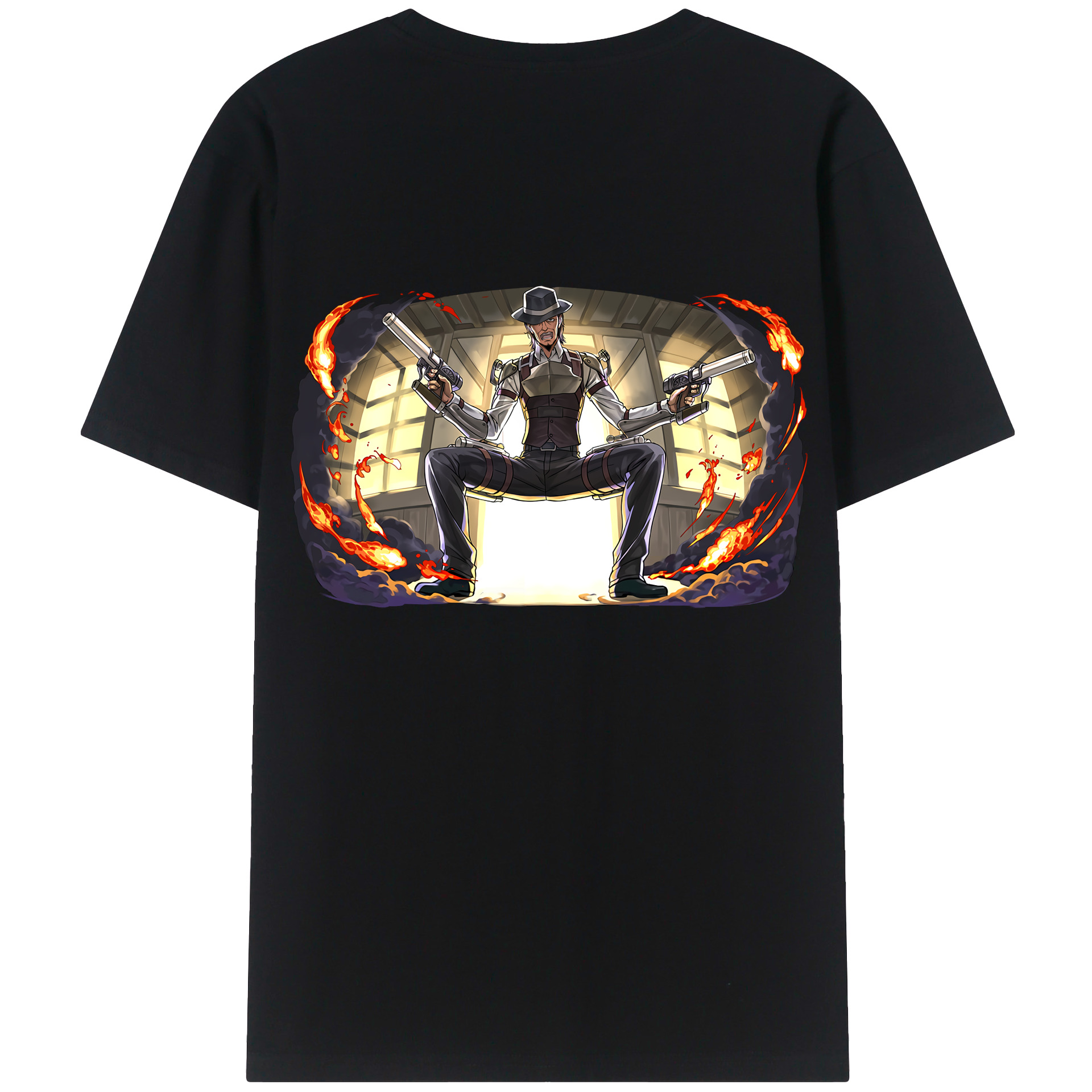 （画像用） 進撃の巨人 ケニー·アッカーマン Attack on Titan Kenny Ackerman 綿100％ メンズ半袖Tシャツ（バックプリント） 通気性