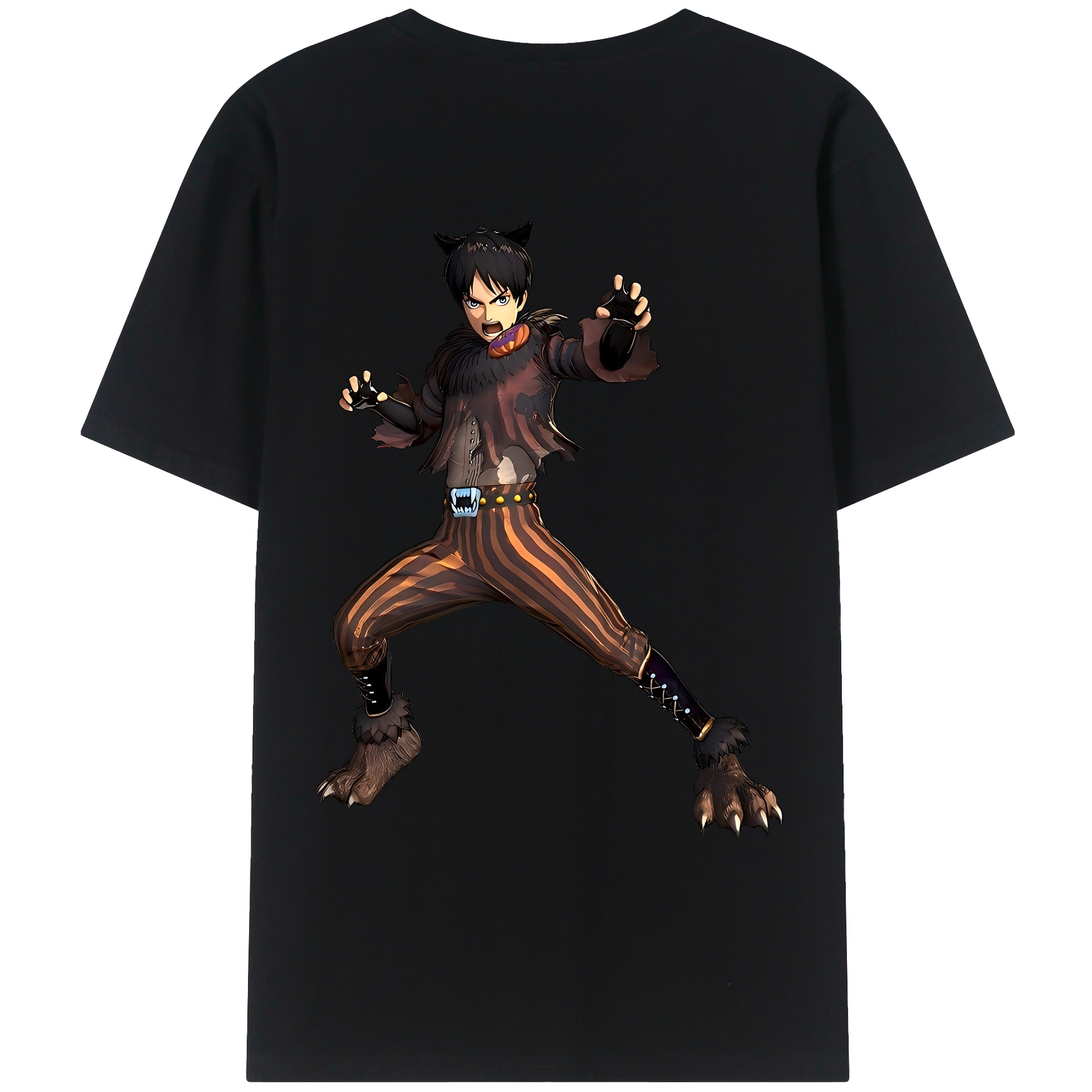 （画像用） 進撃の巨人 エレン･イェーガー Attack on Titan Eren Jäger 綿100％ メンズ半袖Tシャツ（バックプリント） 通気性