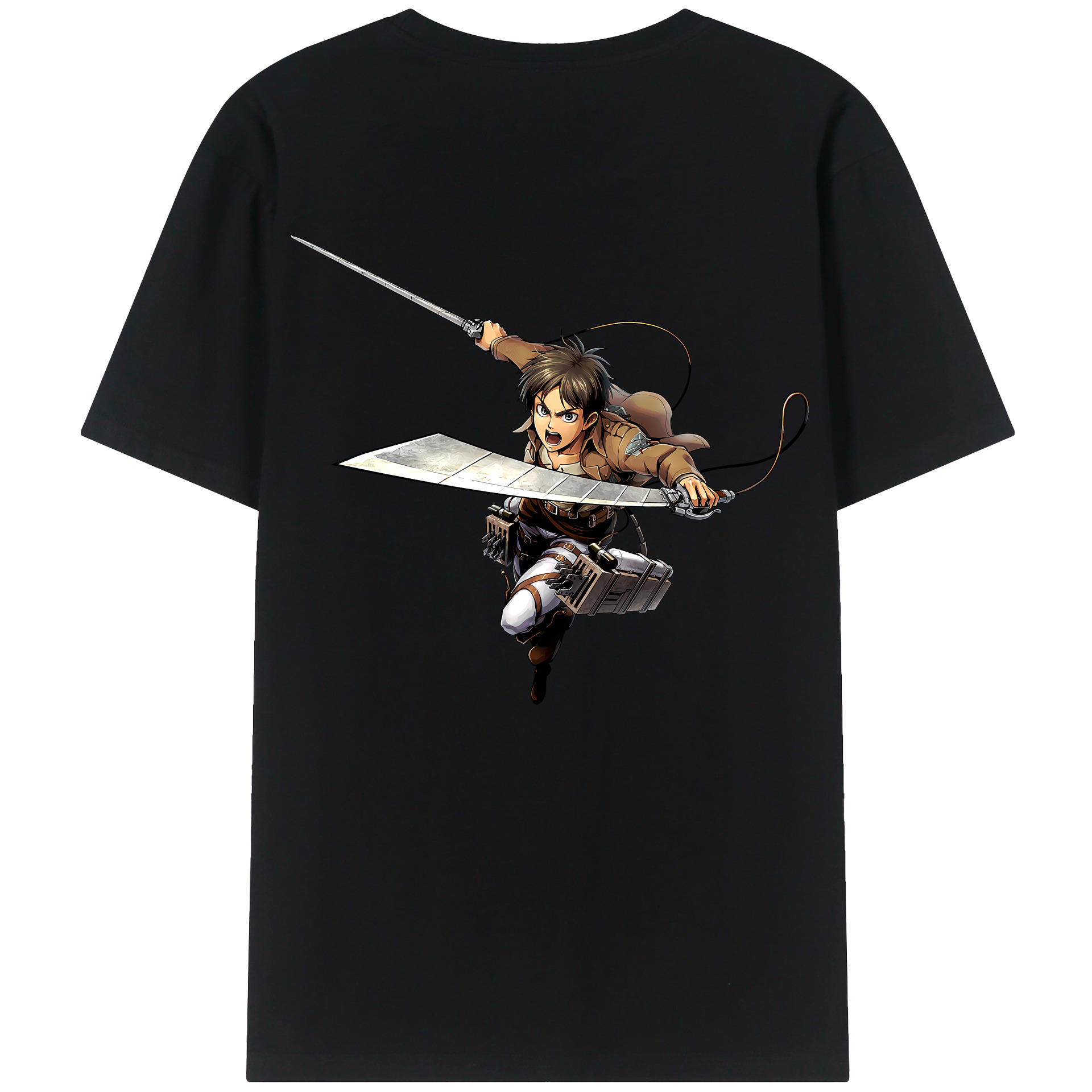（画像用） 進撃の巨人 エレン･イェーガー Attack on Titan Eren Jäger 綿100％ メンズ半袖Tシャツ（バックプリント） 通気性
