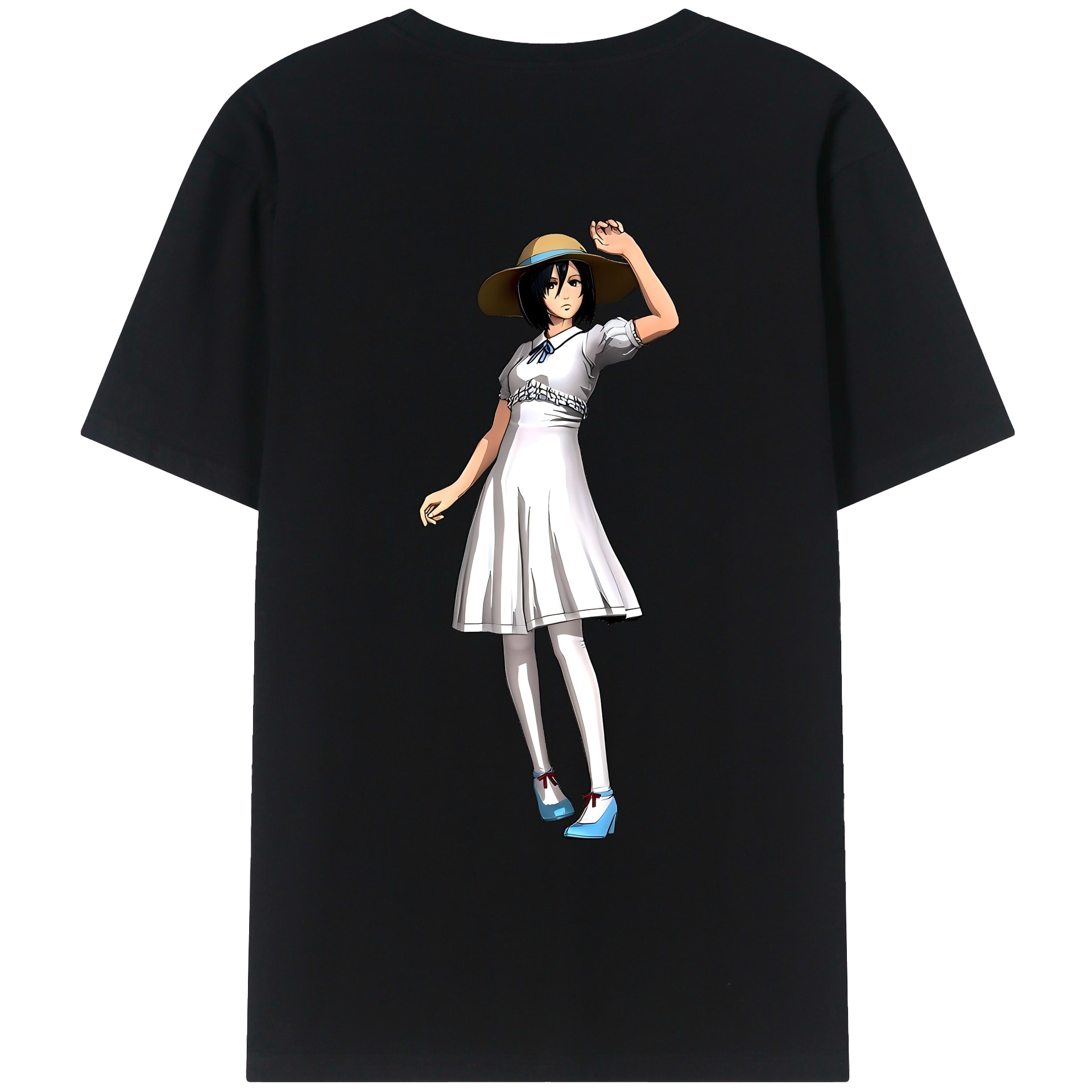 （画像用） 進撃の巨人 ミカサ·アッカーマン Attack on Titan Mikasa Ackerman 綿100％ メンズ半袖Tシャツ（バックプリント） 通気性