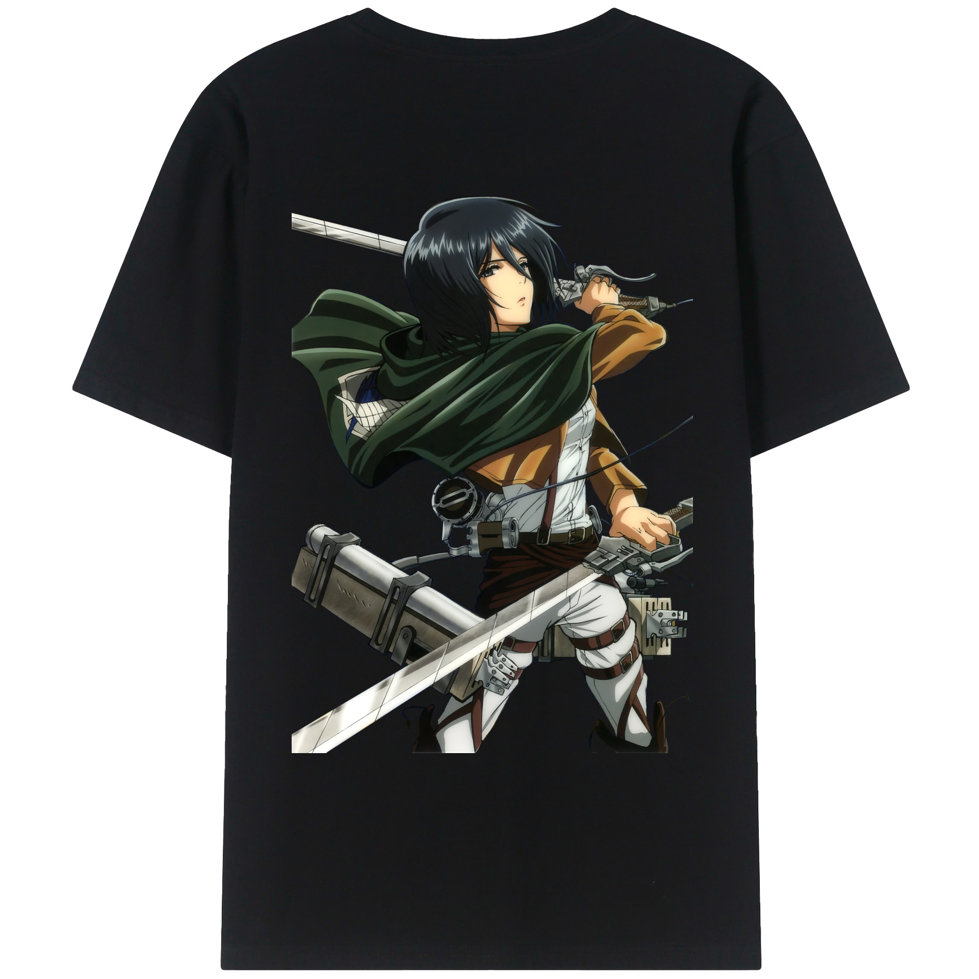 （画像用） 進撃の巨人 ミカサ·アッカーマン Attack on Titan Mikasa Ackerman 綿100％ メンズ半袖Tシャツ（バックプリント） 通気性