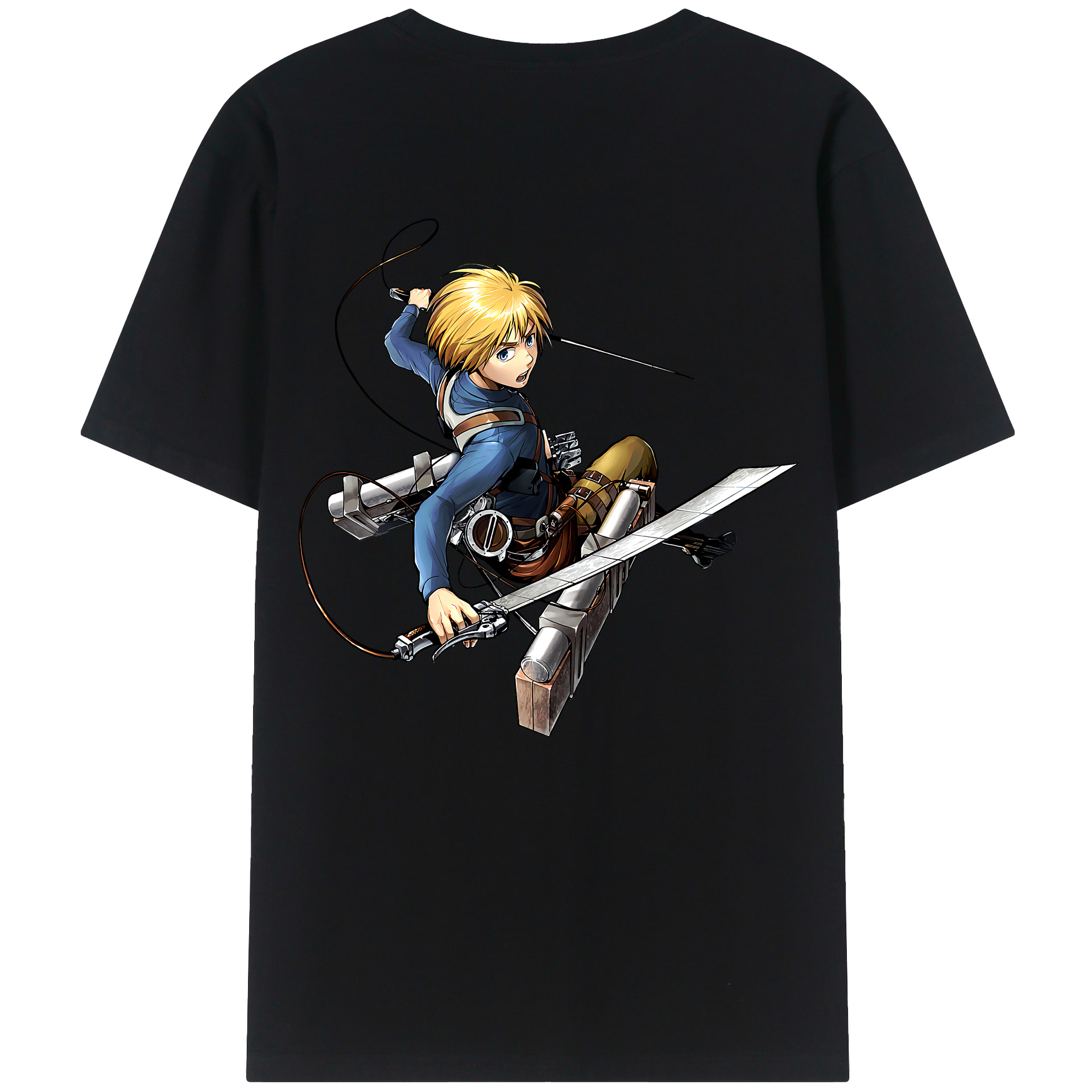 （画像用） 進撃の巨人 アルミン·アルレルト Attack on Titan Armin Arlert 綿100％ メンズ半袖Tシャツ（バックプリント） 通気性