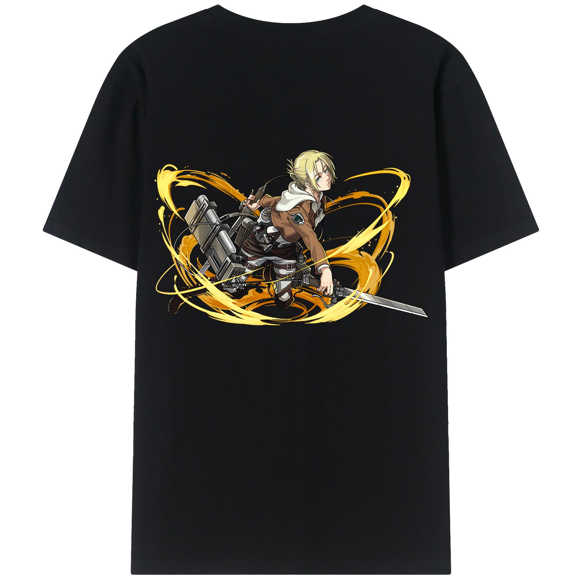 （画像用） 進撃の巨人 アニ・レオンハート Attack on Titan Annie Leonhart 綿100％ メンズ半袖Tシャツ（バックプリント） 通気性