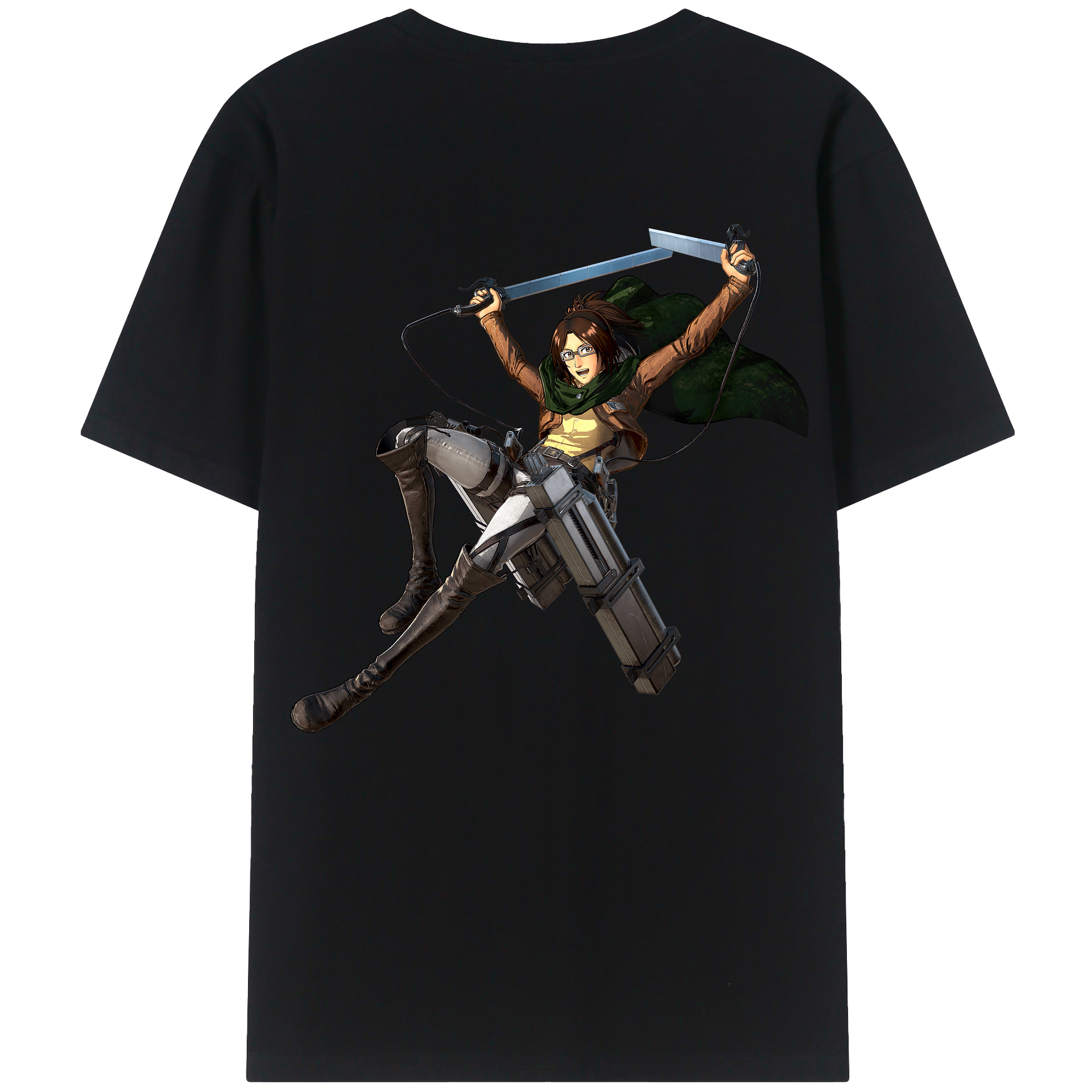 （画像用） 進撃の巨人 ハンジ·ゾエ Attack on Titan Hanji Zoe 綿100％ メンズ半袖Tシャツ（バックプリント） 通気性