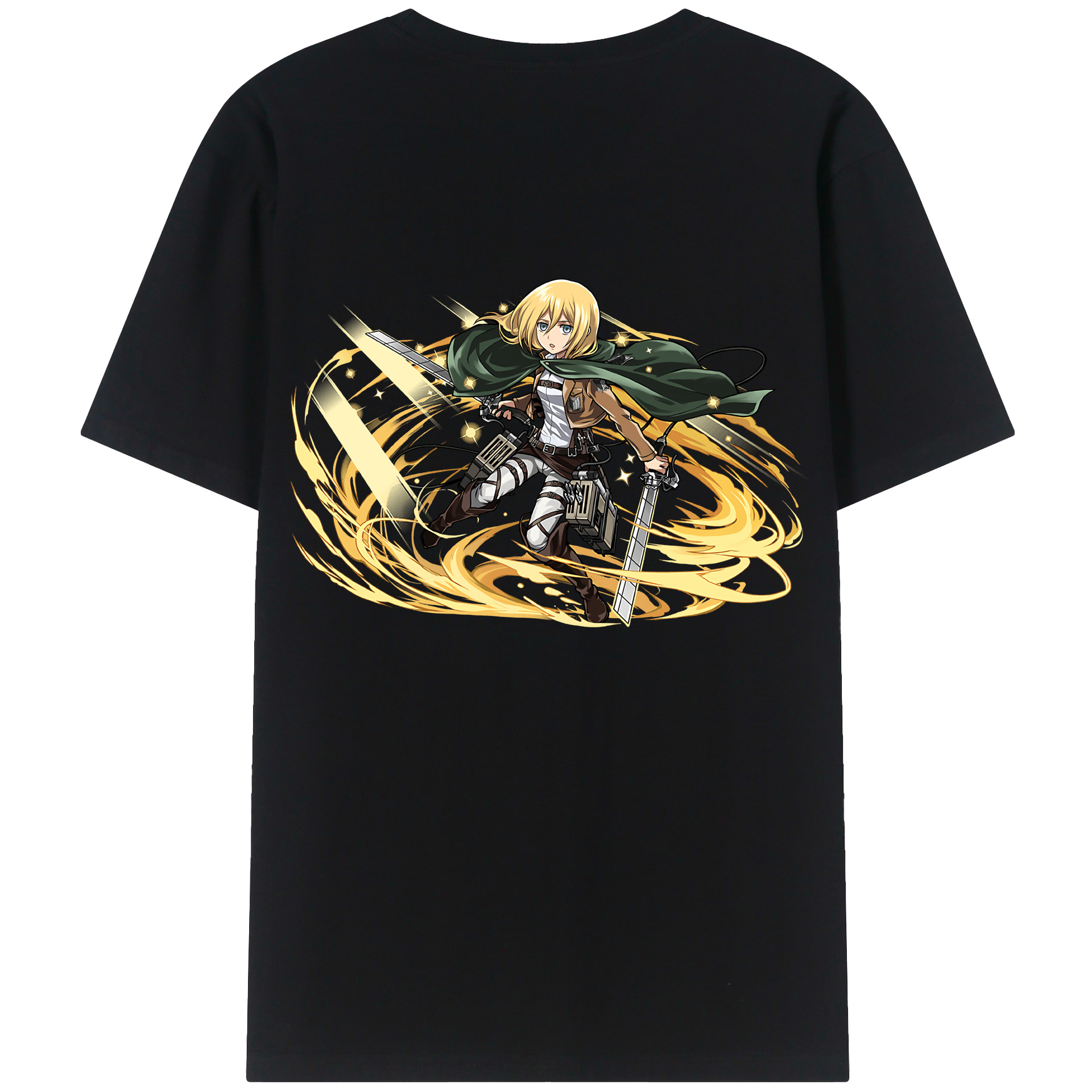 （画像用） 進撃の巨人 クリスタ·レンズ Attack on Titan Christa Lenz 綿100％ メンズ半袖Tシャツ（バックプリント） 通気性